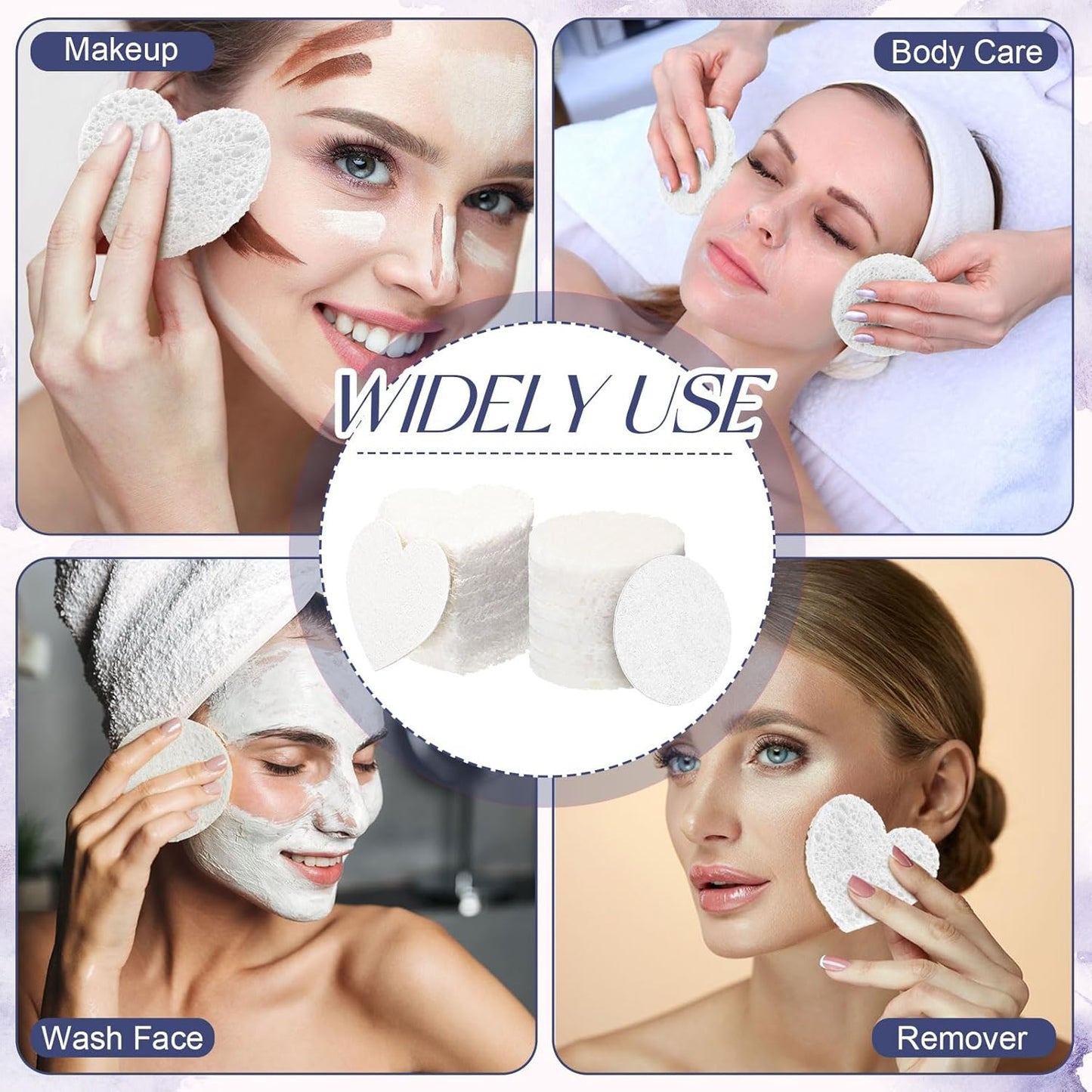 Loopeer 96 Pcs Compressed Facial Sponges with Container Disposable Face Sponge Pads for Washing Face Cleansing Exfoliating Esthetician Makeup Removal(White)