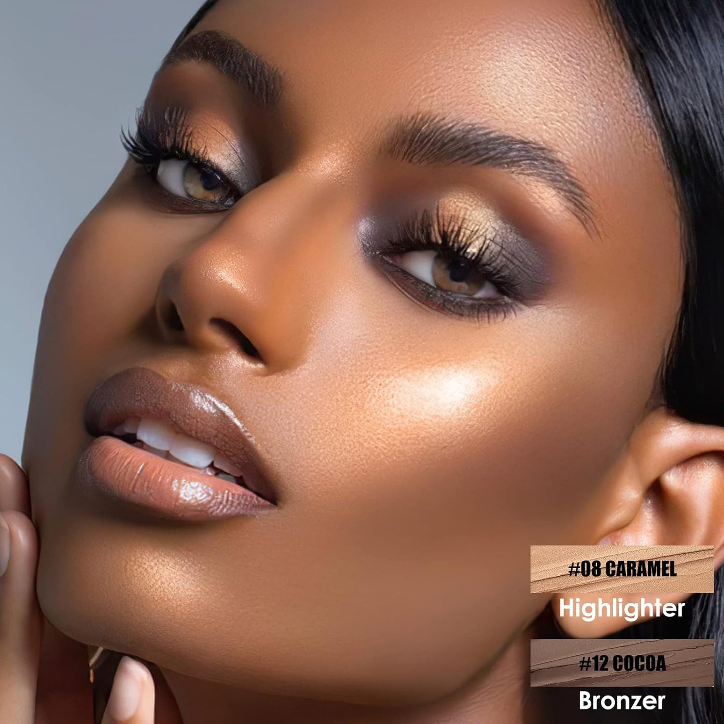 FOCALLURE 2 Pcs Mineral Cream Contour Stick,Moisturize Highlighter and Bronzer Pen,Non Stick Face Brightens & Shades Pencil,Long Lasting & Smooth Gliding Face Illuminator Makeup,Medium-deep