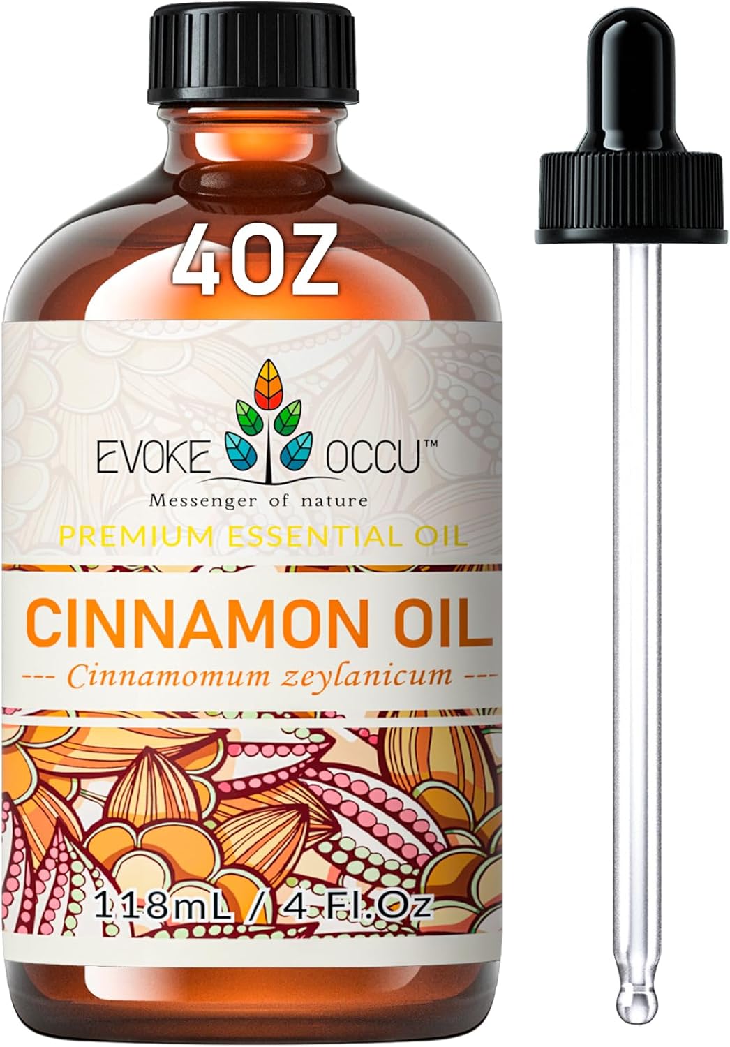 EVOKE OCCU Cinnamon Essential Oil - Warm Fall Scent for Diffuser, Spray, Soap, Candles, Hair & Skin Care - 3.38 Fl Oz
