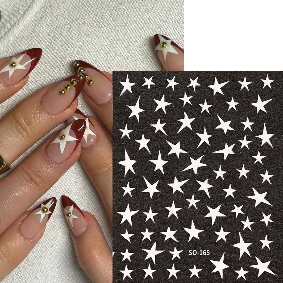 14 Sheets Star Nail Stickers 3D Glitter Nail Decals Gold White Blue Pink Silver Black Stars Nail Art Stickers Geometry Star Nail Sticker Nail Art for Women DIY Manicure Decorations