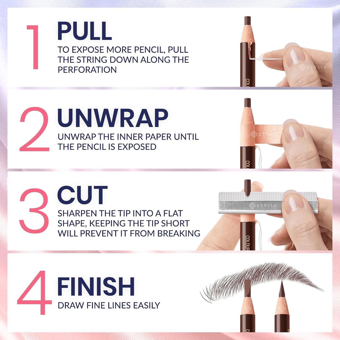 Stylia Waterproof Eyebrow Pencils For Women – Long-Lasting Microblading Supplies Brow Pencil, Perfect for Eyebrow Shaper, Filling & Defining Natural-Looking Brow - (12PC Brown)