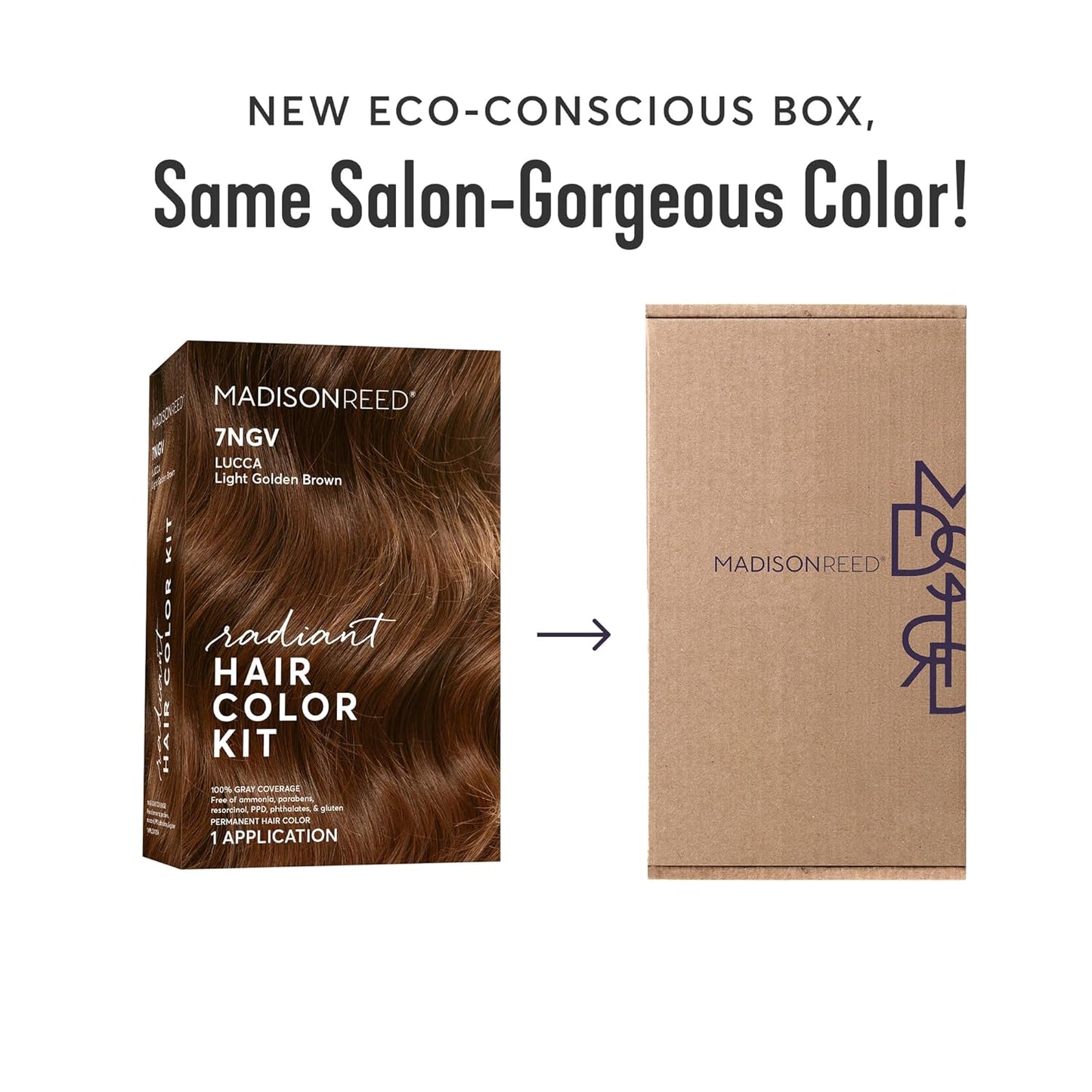 Madison Reed Radiant Hair Color Kit | 7NGV Light Golden Brown (Lucca Brown) for 100% Gray Hair Coverage | Dimensional Salon-Quality Permanent Hair Dye | PPD-Free & Ammonia-Free | 1 Pack