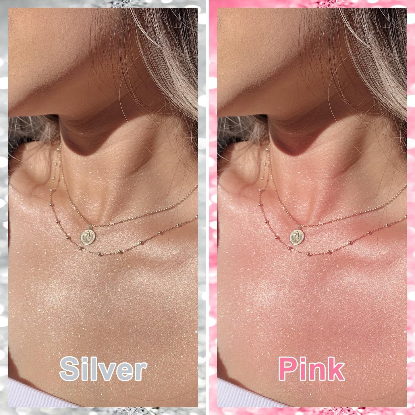 Hair and Body Glitter Spray, Holographic Glitter Highlighter Powder, Hairspray for Clothes, Face Body Shiny Glitter, Loose Shimmer Hairspray Festival Rave Prom Accessories, 4.22 Fl Oz (Silver)