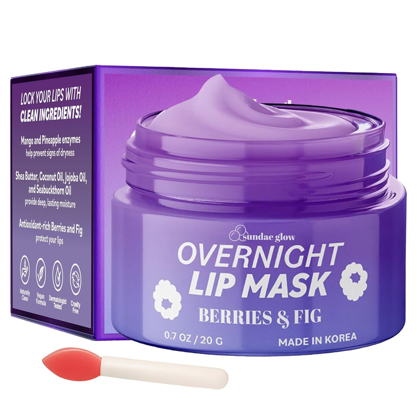 Lip Mask with Berries & Fig – Overnight Lip Repair, Intense Hydration & Smoothing – Dermatologist Tested, Korean Lip Care – Vegan, Clean Beauty, 95% Natural – 1 Pack