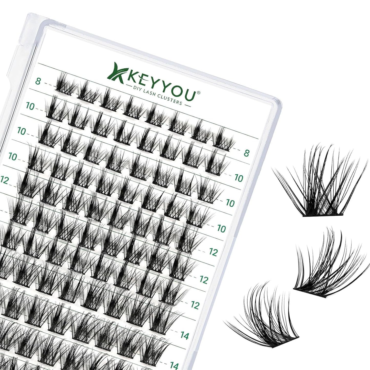 Lash Clusters 96pcs Individual Lashes D Curl 8-18MIX Eyelash Clusters KEYYOU Volume Wispy Lash Extension Soft&Comfortable Easy DIY at Home(Y19,D-8-18MIX)