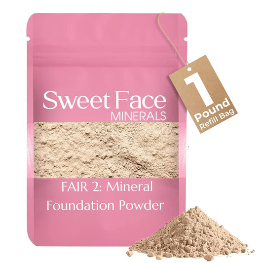 Foundation Refill (Fair Shade 2)(1 Pound Bag) By Sweet Face Minerals, Lightweight Mineral Loose Makeup Powder with SPF 20, Full Coverage Flawless Finish, Talc-free, Cruelty-Free, Refillable Pouch