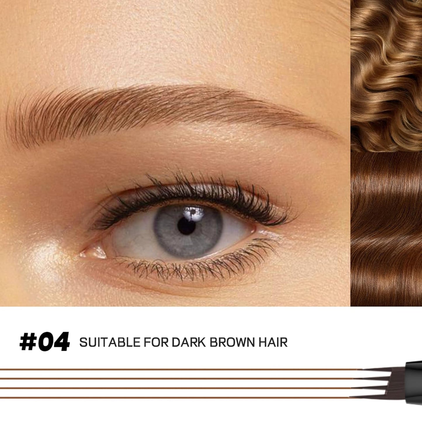 2 Pack Eyebrow Pen, Waterproof Microblading Eyebrow Pencil, 4 Tip Precise Eye Brow Makeup Pen for Women to Effortlessly Create Hair Like Natural Brows, Non Dry Out and Last All Day (Natural Brown)