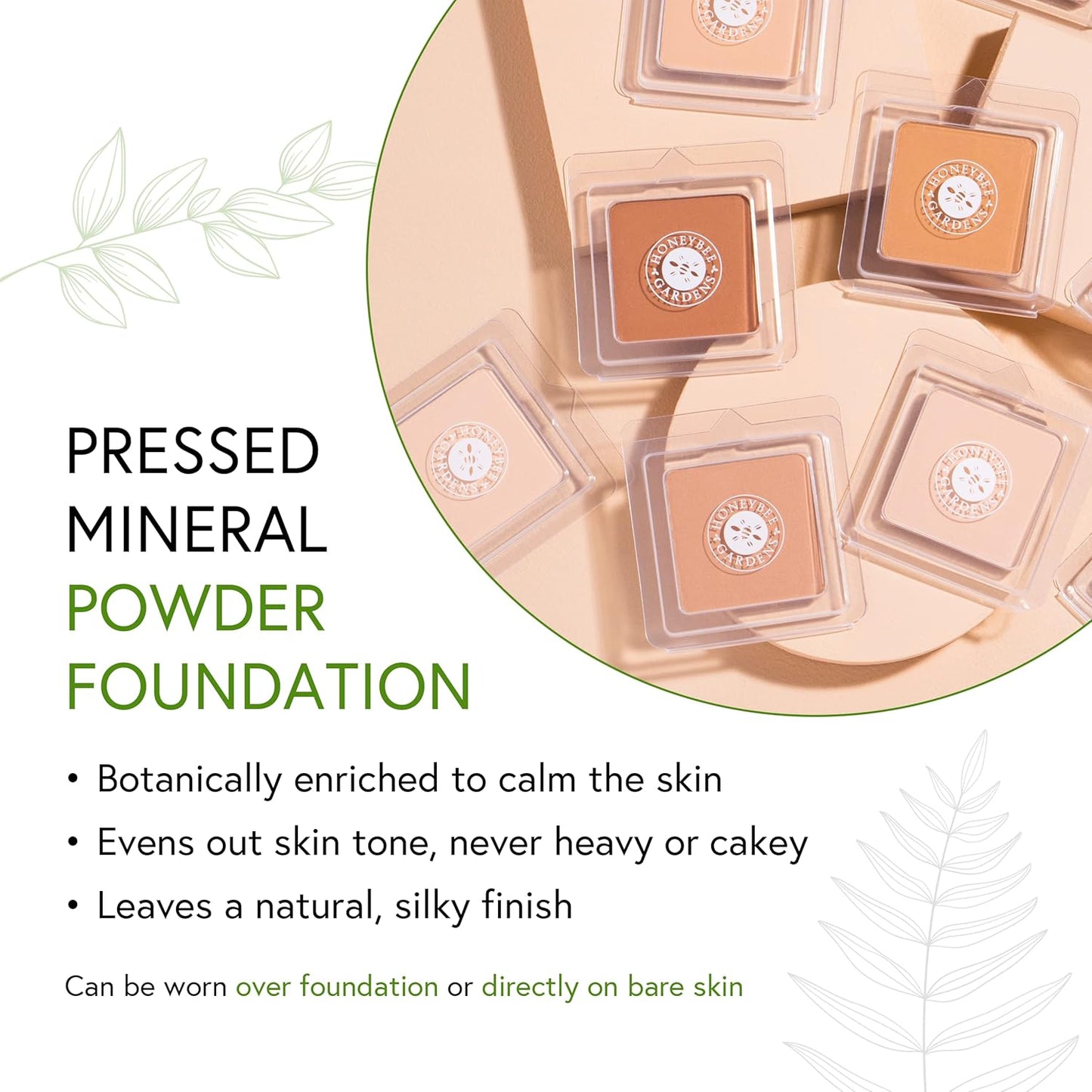 Honeybee Gardens Pressed Mineral Powder Foundation Refill, Sultana, Deep Mocha Shade, Adjustable Coverage, Natural Finish, With Botanical Extracts And Vitamin E, 7.5g