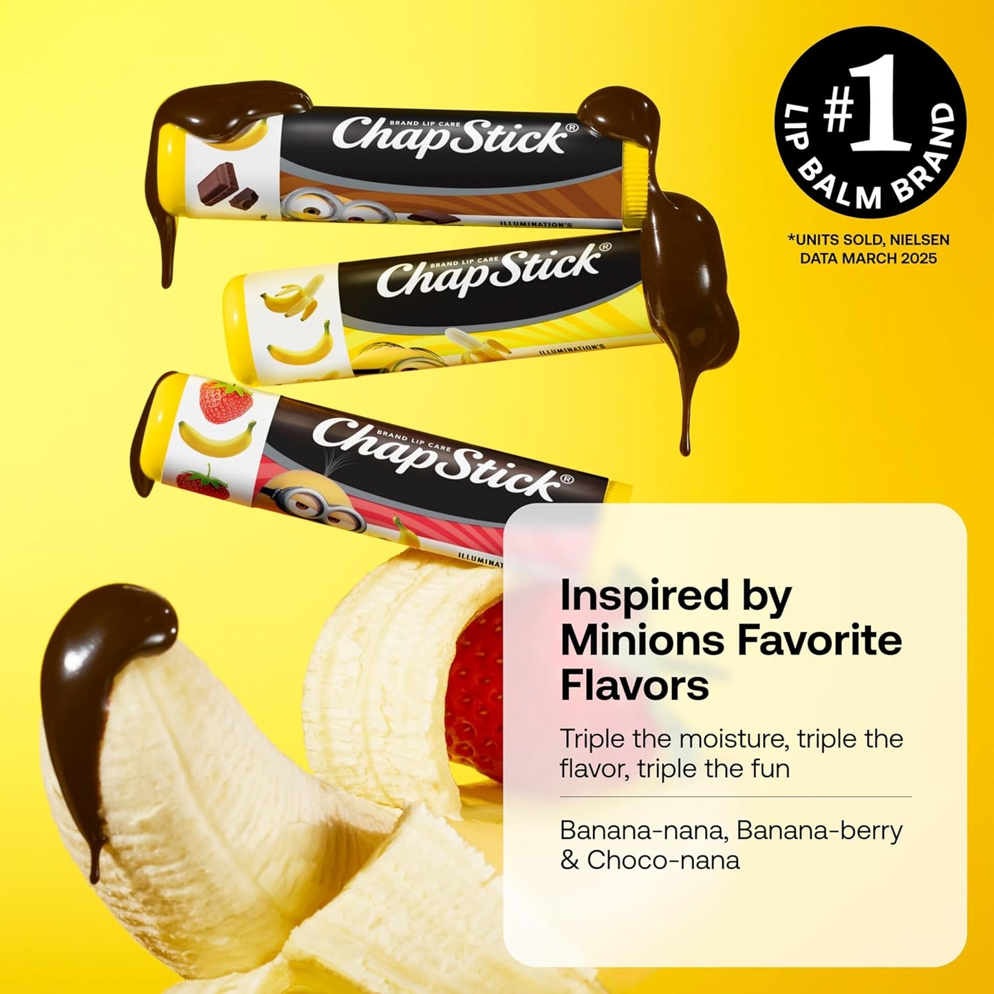 ChapStick Lip Balm, Minions Banana Variety Packs (12 Sticks), Party Favors for Kids, 0.15 Oz Ea