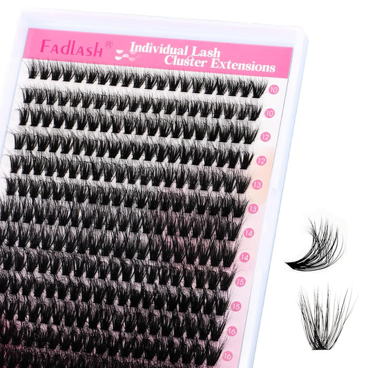 Lash Clusters 280pcs 50D 10-18mm Cluster Lashes Mixed Tray 3D Effect Volume Individual Lashes Cluster Eyelash Extensions Fluffy Soft D Curl DIY Lash Extension Kit at Home (50D-0.07-D,10-18mm)