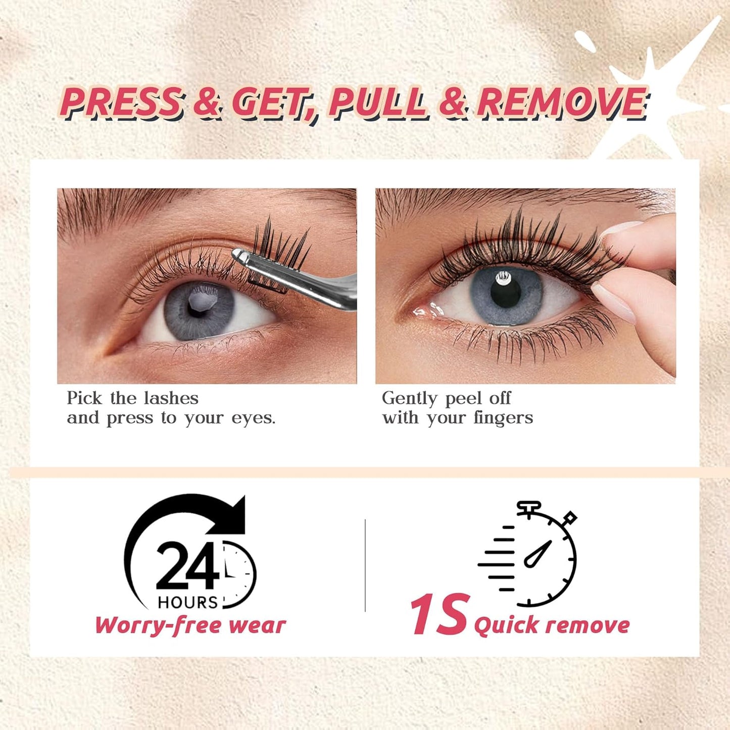 GAQQI Self Adhesive Lash Clusters, Pre Glued Eyelashes 10-14mm Wispy Cluster Lashes, Press On No Glue False Eyelashes, Strong Adhesive & Reusable Glueless（PG4）