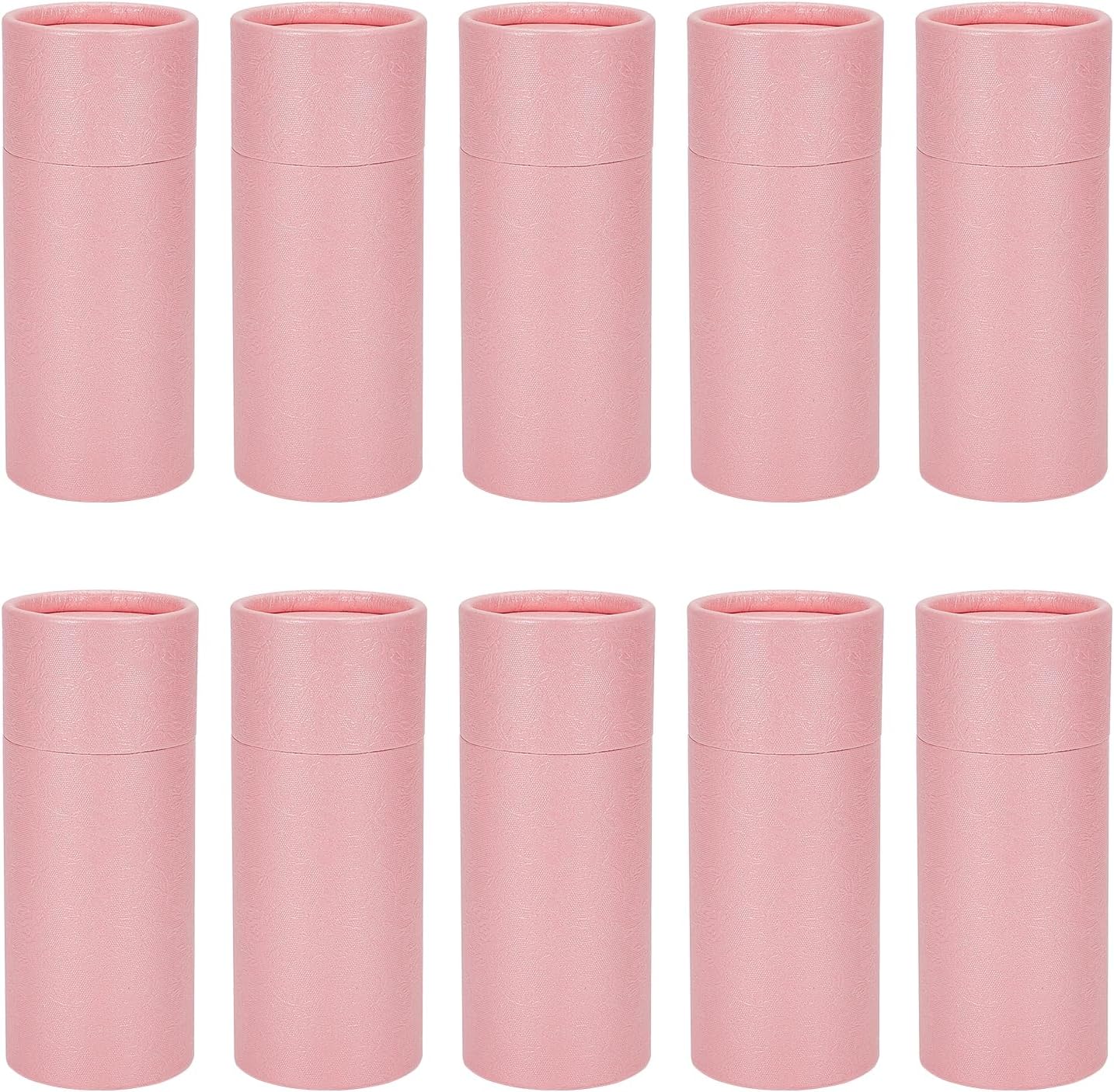 NICENEEDED 10 Pcs 30ml Empty Kraft Paper Jar Tube, Pink Round Paper Cardboard Containers With Lid, Essential Oil Bottle Packaging Case Gift Paper Tube for Pencils Tea Caddy Coffee Cosmetic Crafts