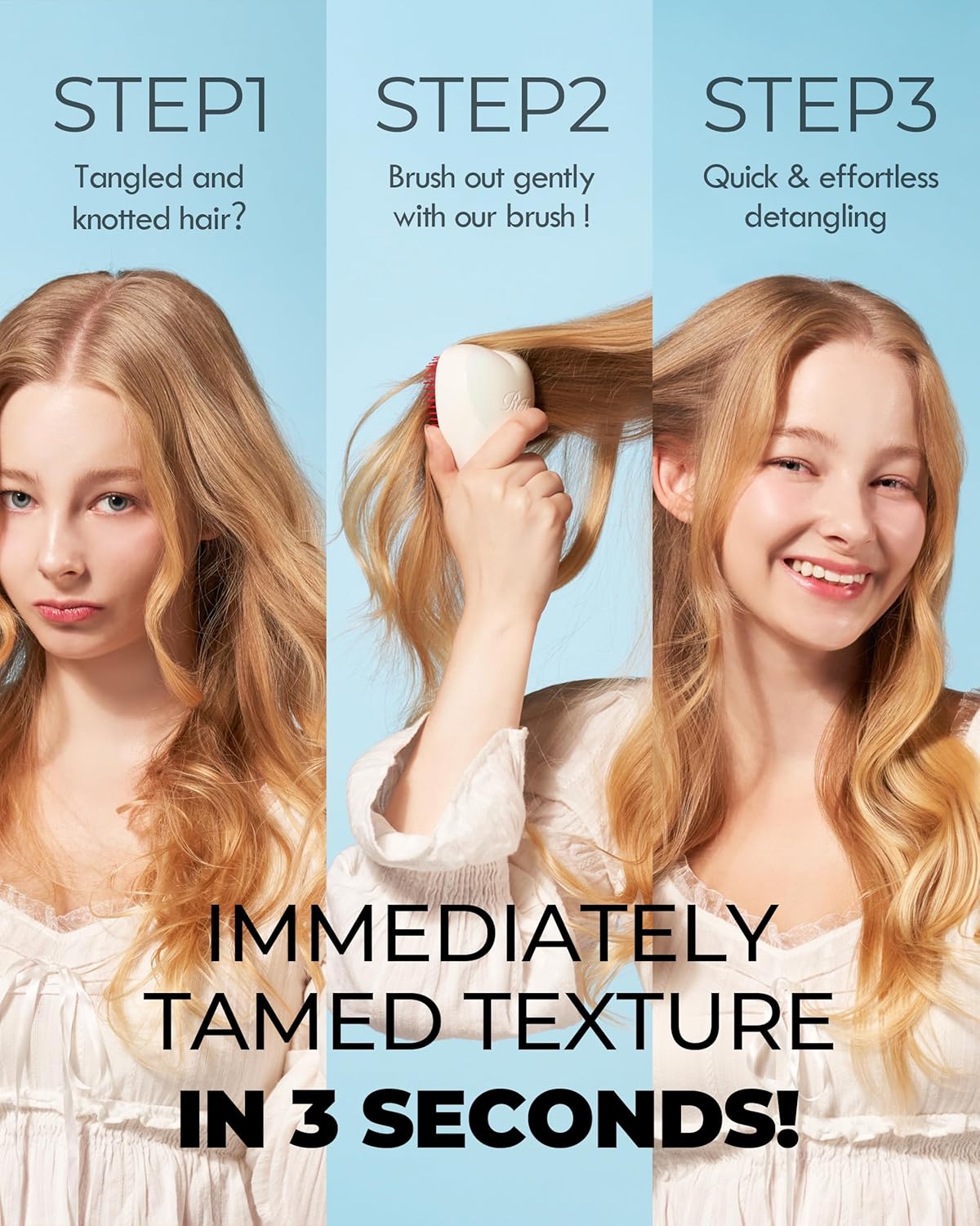 ReFa Heart Brush AURORA WHITE | Heart Shaped Hair Brush for Women | No Tangle Hair Brush | Small Hair Brush for Thick Hair | Hair Detangler Hair Brush Travel Hair Brush