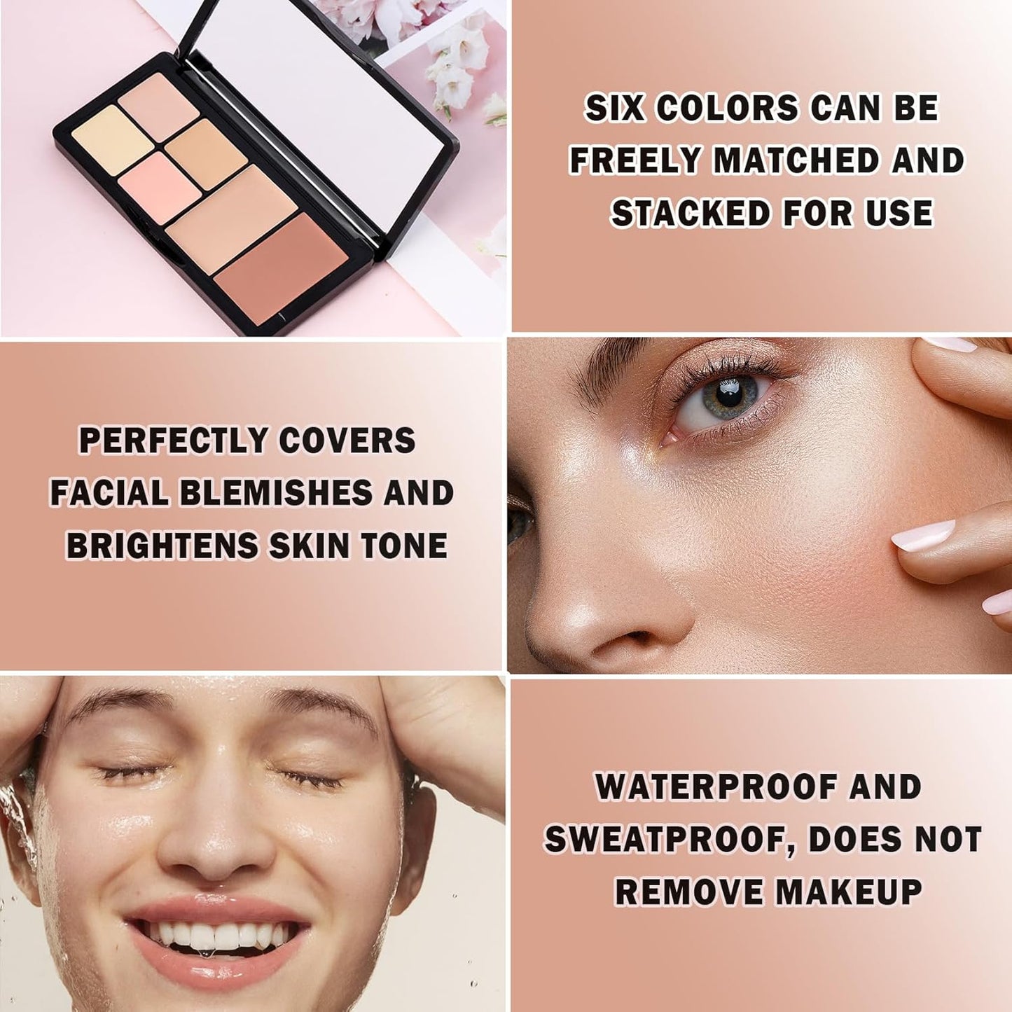 Cream Concealer Contour Makeup Palette Cream Foundation Palette for Dark Circles Professional Concealer Full Coverage Face Highlighter Contour Makeup Palette with Brush - 02 Concealer