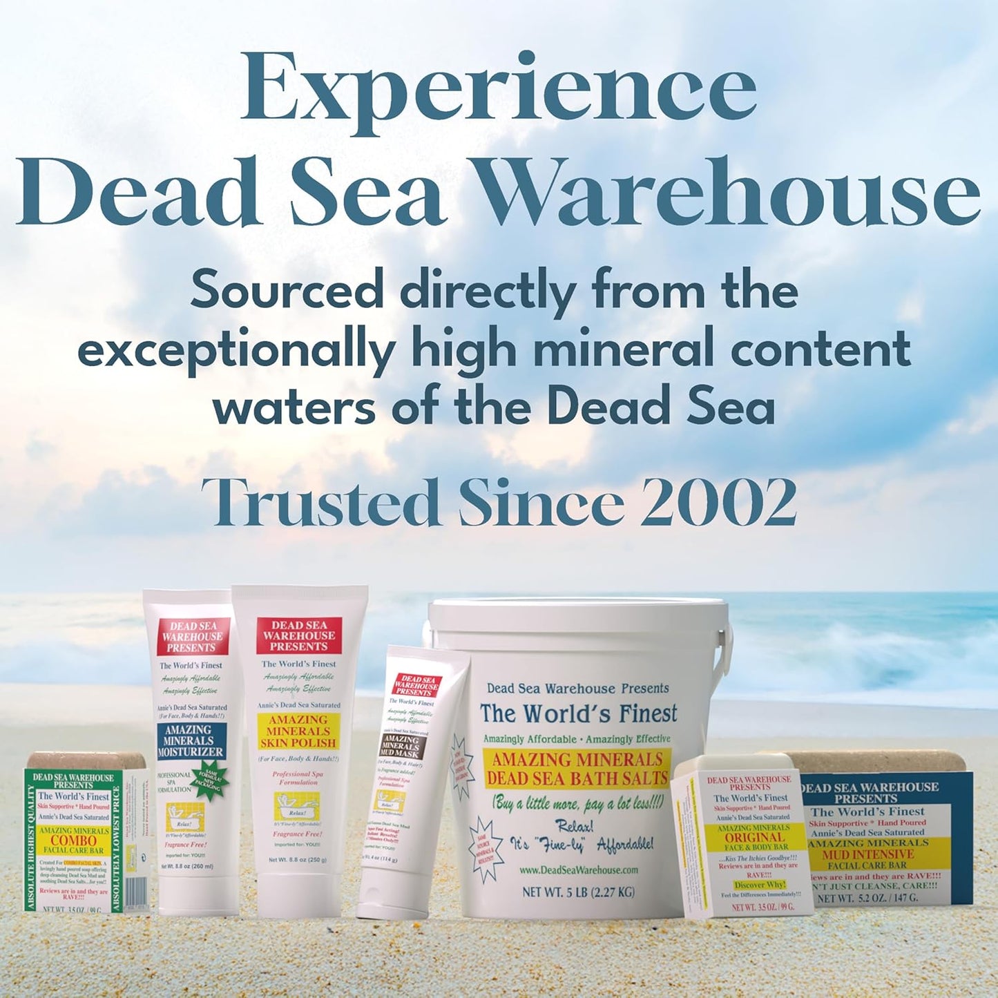 Dead Sea Warehouse - Dead Sea Salts for Soaking - 100% Dead Sea Mineral Bath Salts - Great for Soothing Muscles Aches, Relaxation, Alleviate Skin Issues - Unscented - 5lbs - 2 Pack