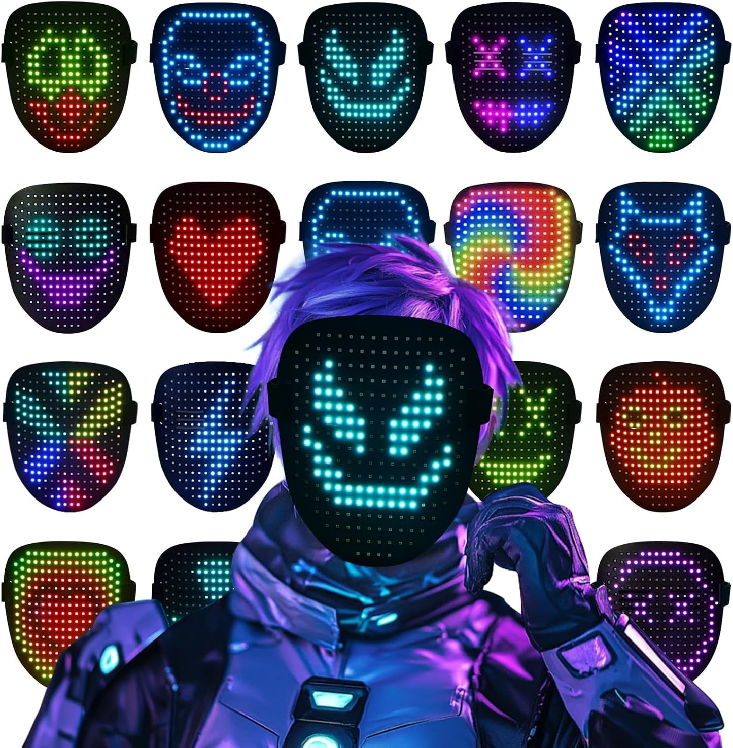 Halloween LED Mask, Light Up Masks Halloween Costume Cosplay Party Birthday Gifts for Teen Boys Girls