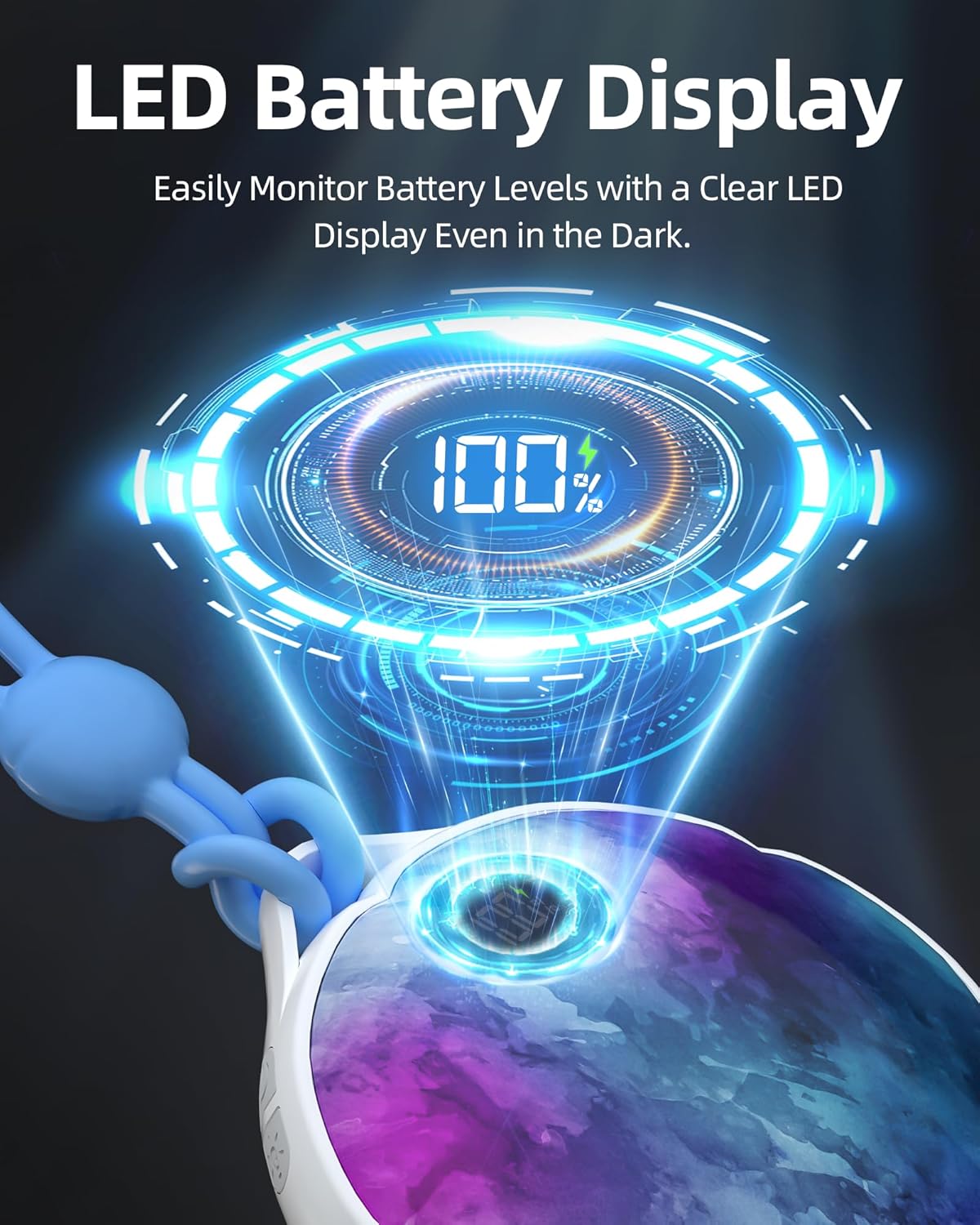 FrSara Hand Warmers Rechargeable, Hangable Electric Hand Warmer w/ 4000mAh Last 10 Hours, 3-Level Heat w/Strip, Light & Display, Gift for Outdoors Camping Hiking Skiing Raynauds & Christmas