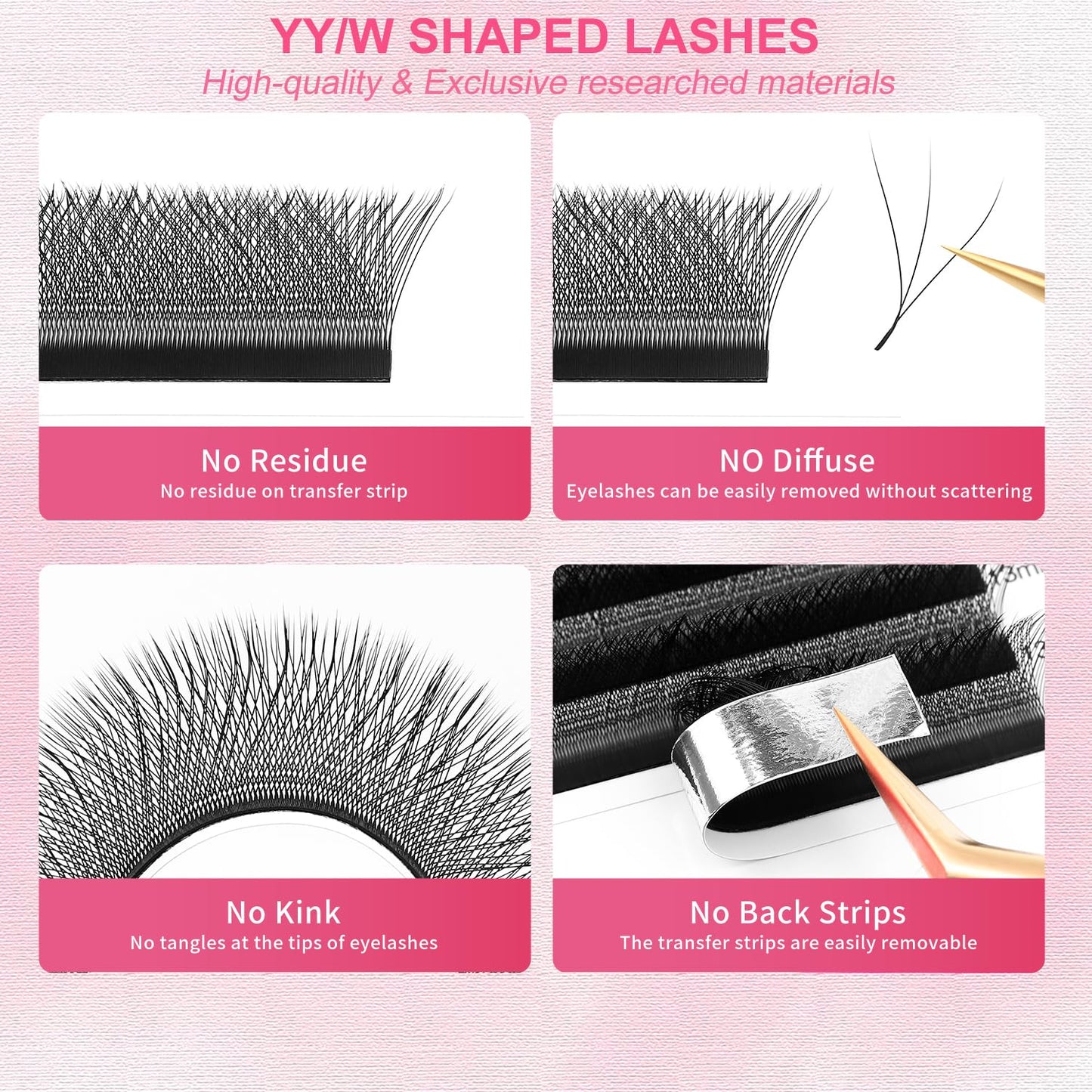 W Lash Extensions Supplies 3D Eyelash Extensions W Shape 0.07mm Thickness D Curl 15mm Premade Fans Easy Fan Lashes Volume Matte Black 12 Rows Crisscross Eye Lashes(W-3D-0.07-D,15mm)