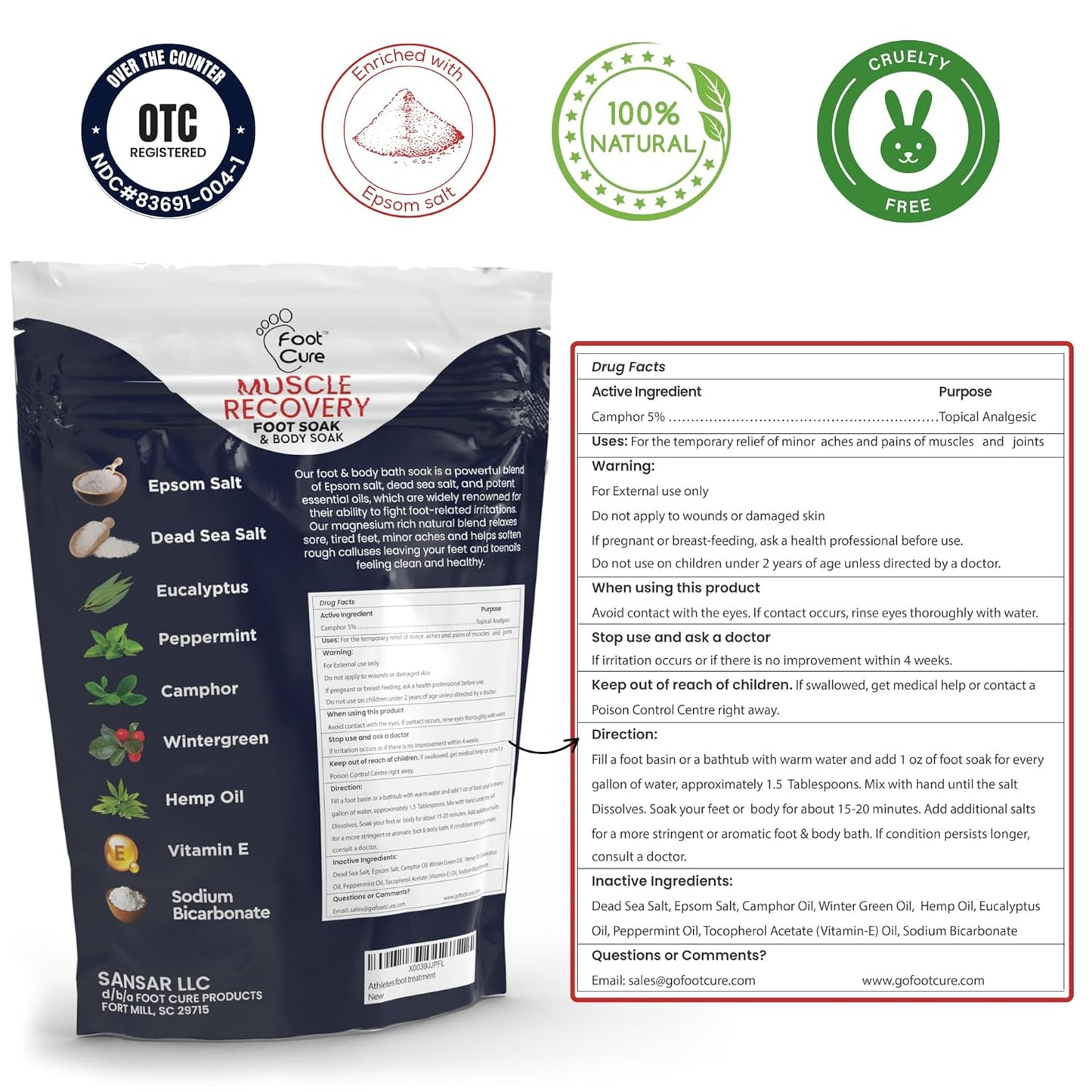 Foot Soak with Epsom Salts – All-Natural Blend for Relaxing Foot Care – Softens Calluses & Refreshes Feet – Invigorating Scent, Spa Pedicure, Made in USA – 16oz (Pack of 1)