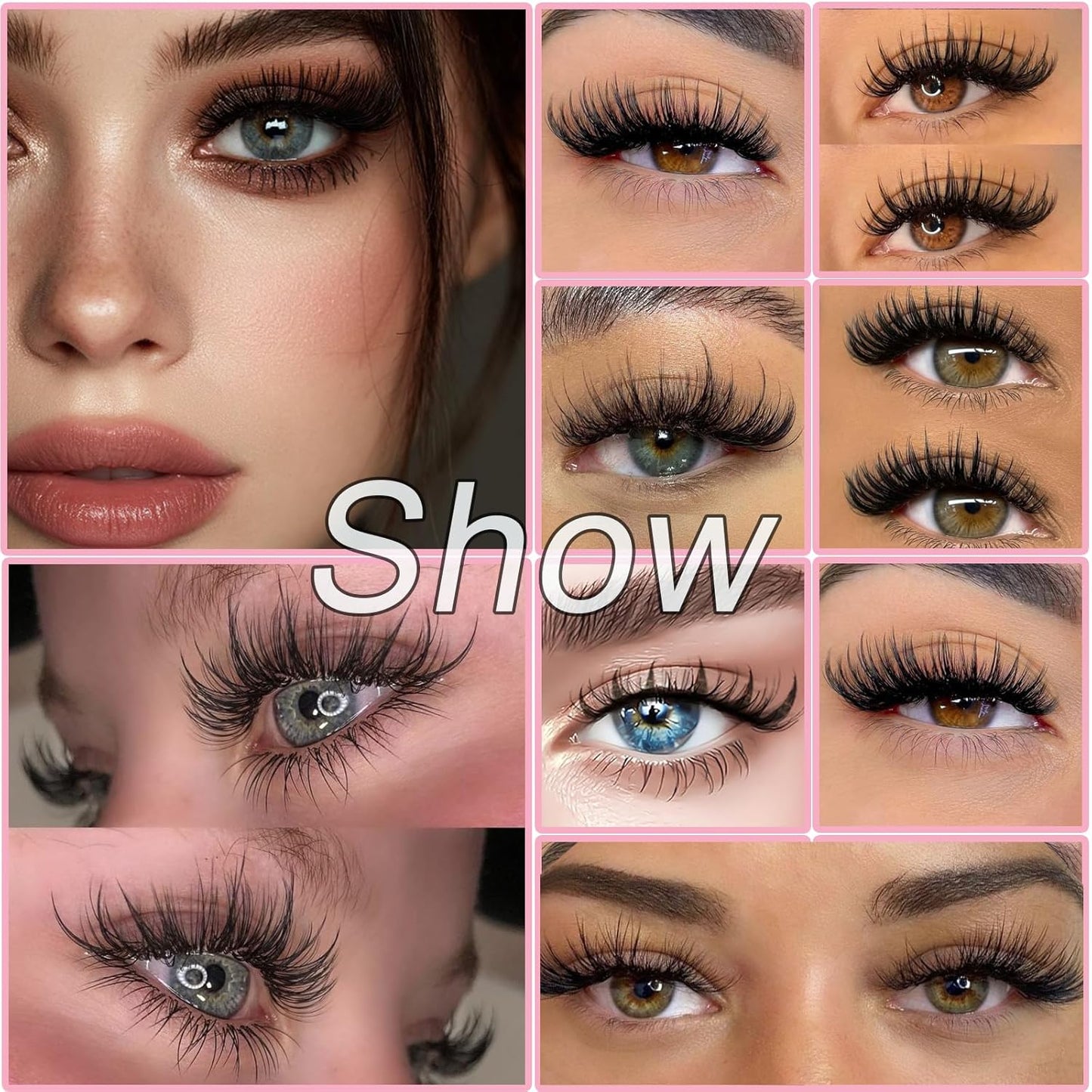 Lash Clusters Kit, Eyelash Clusters Individual Lash Extension Kit D Curl Fluffy Wispy False Eyelashes Extensions Thin Band with Bond Seal Tweezers Brush (SMY11 8-16mm)