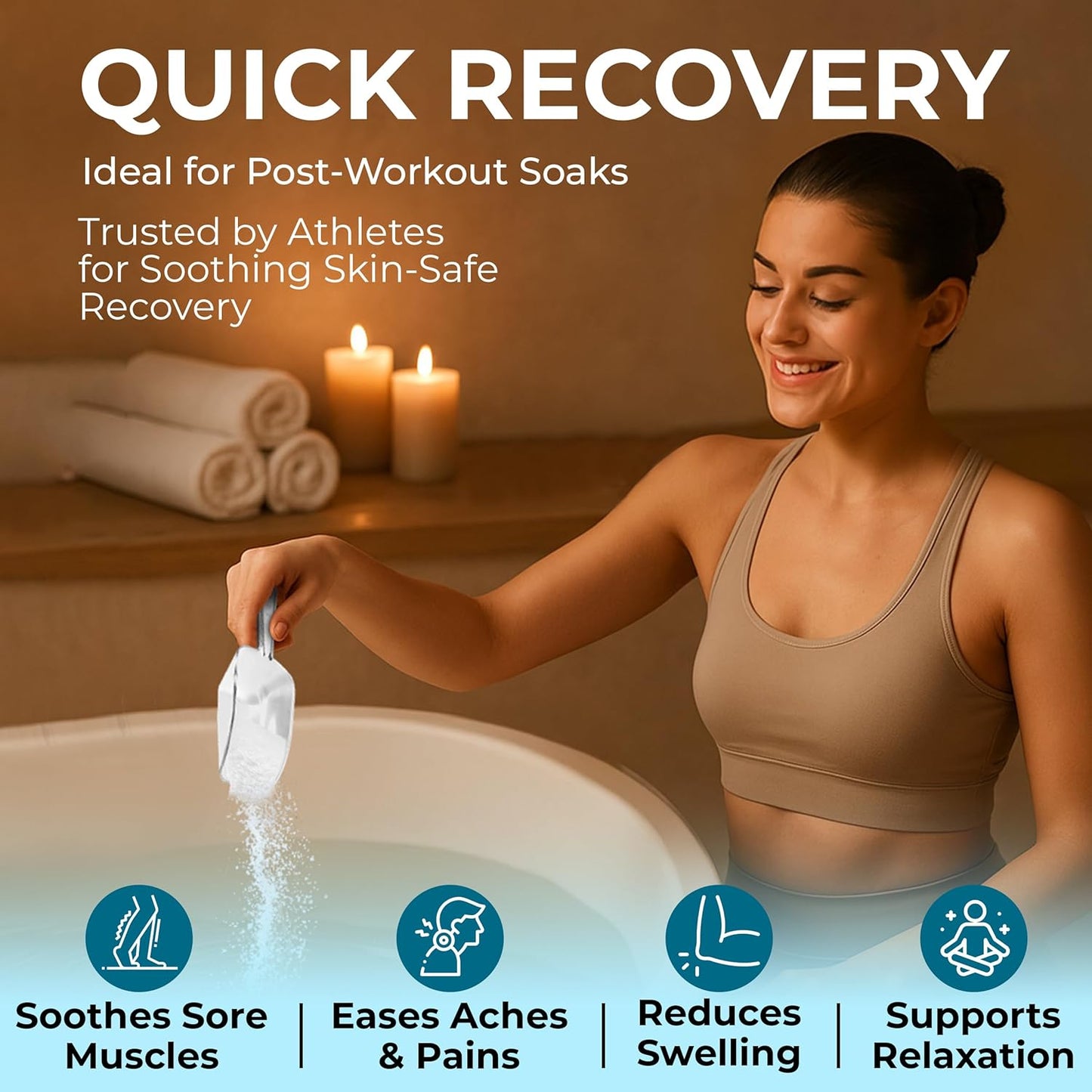 Epsom Salt Bath Soak 30 lb Bucket – Unscented, Pure Epsom Salt Bulk Crystals, Magnesium Sulfate for Full Body or Foot Soaks, Resealable Container with Scoop for Home Bath Use