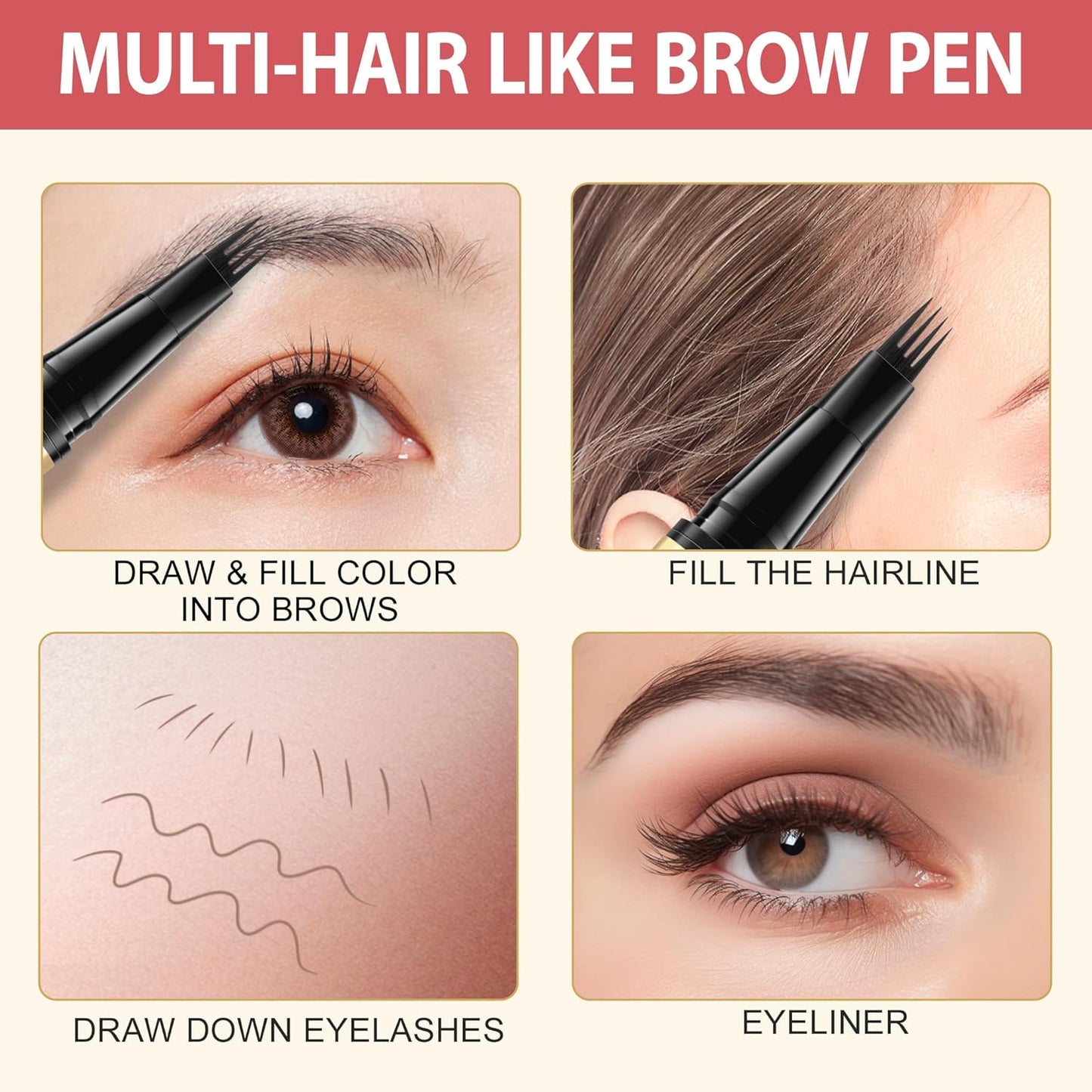 LAVONE Eyebrow Pen, 2-in-1 Eyebrow Pencils for Women with 4 Tip Microblading Eyebrow Pencil and Curved Precise Brow Pencil, Waterproof Eyebrow Pencil Create Full, Natural Hair-Like Brows, Blonde