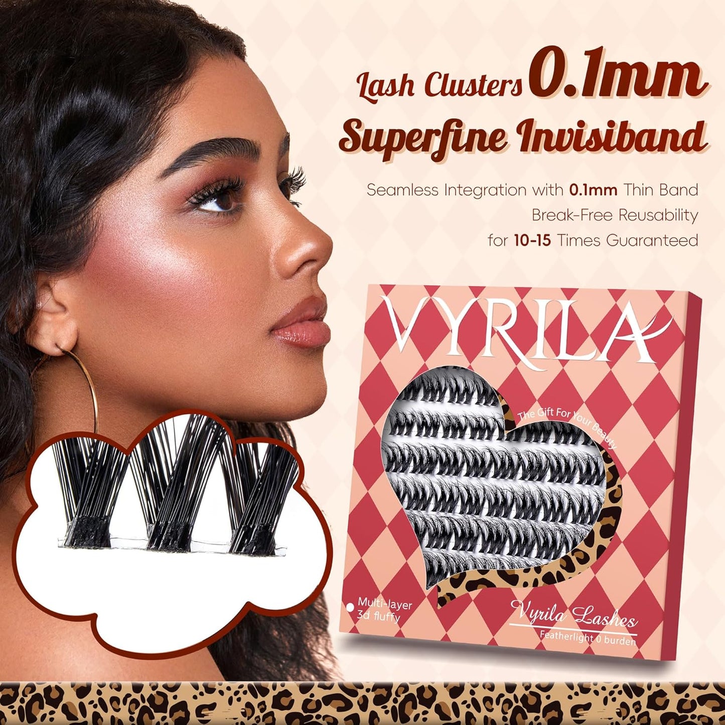 Lash Clusters 0.05mm PBT Fiber Eyelash Clusters, 0.1mm Superfine Invisiband D Curl Diy Lash Extension, 72pcs 8-16mm Individual Lashes Clusters Like Eyelash Extensions (Exotic-D-8-16Mix)