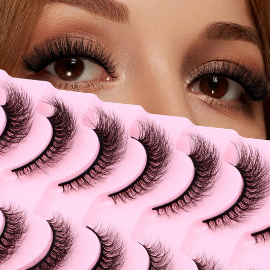 DIY Strip Lash for Using at Home: 10 Pairs, Natural Look, Fluffy, Manga, Wispy, Waterproof, Anime, Cat Eye, D Curl, XH03