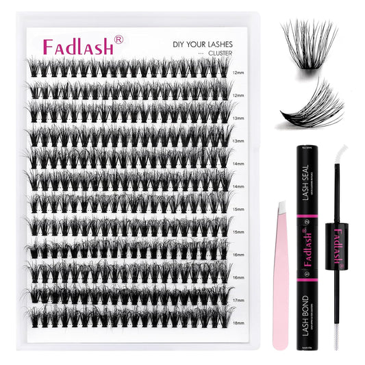 DIY Lash Extension Kit Lash Clusters Kit 240 Pcs Lash Bond and Seal Cluster Lashes D Curl with Lash Tweezers for Eyelash Extension Kit at Home Individual Lashes Kit (Kit 40D-0.07D, 12-18mm)