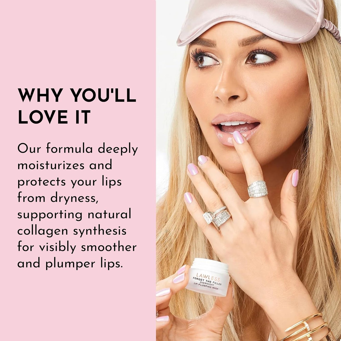 LAWLESS Forget the Filler Lip Mask - Sweet Dreams - Premium Overnight Lip Plumping Treatment with Natural Ingredients Designed to Plump, Hydrate, and Smooth Lips - 0.28 oz