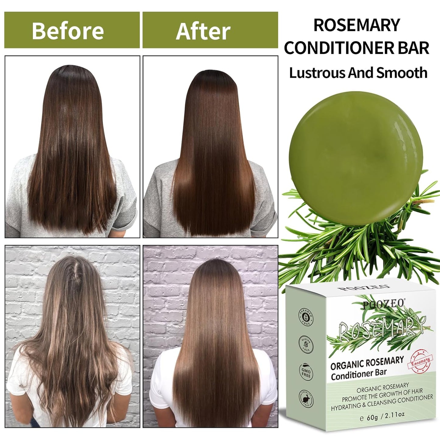 2 Pack Rosemary Shampoo Conditoner Bar Set,Thinning Hair-Volume Shampoo & Conditioner Bar for Men and Women,Hair Thickening & Regrowth Treatment,Hair Growth Soap for Anti-Hair Loss