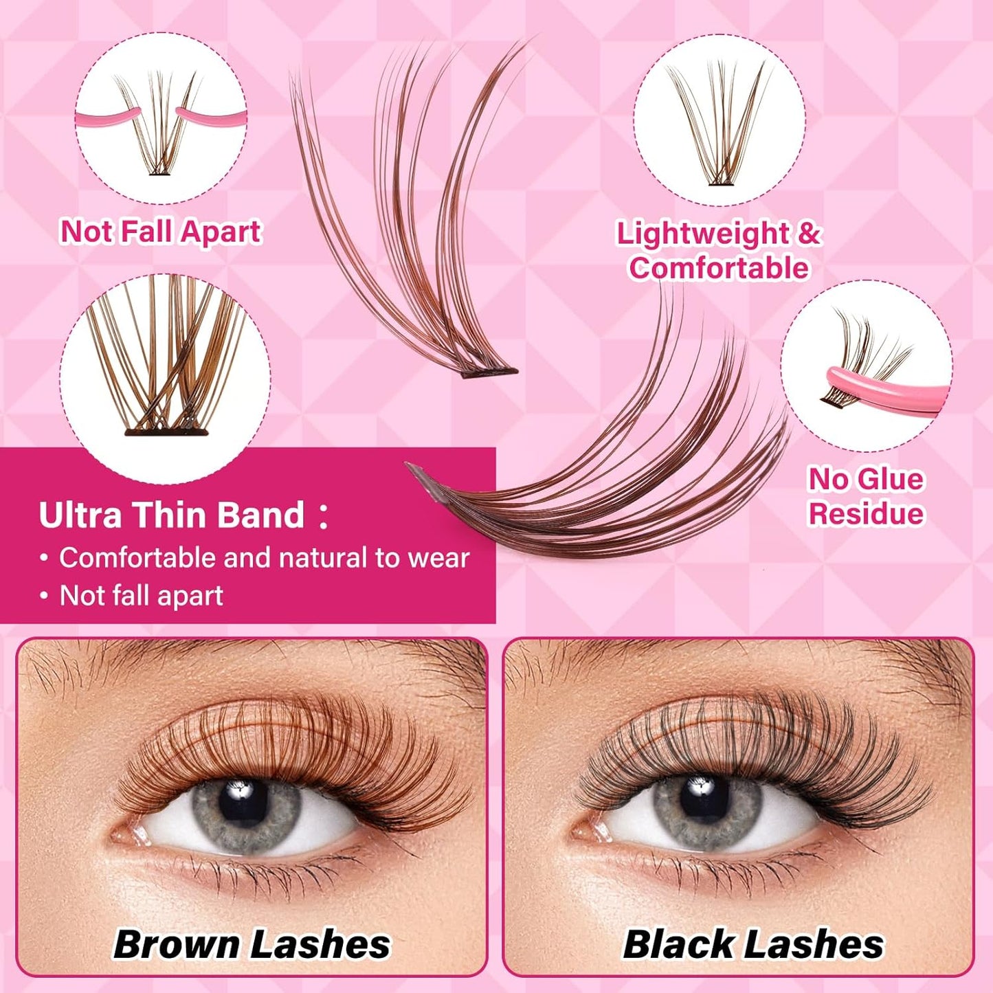 Brown Lash Extension Kit 280pcs Brown Lash Clusters Eyelash Extension Kit With Lash Bond And Seal Lash Remover Lash Applicator Eyelash Brush Easy to Apply at Home for Self Use (30D+40D-9-16mix Kit)