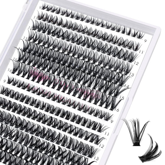 280 Pcs Individual Lashes 40D+50D Mixed Lash Clusters 14 Rows Cluster Lashes that Look Like Eyelash Extensions DIY Lash Extension Self Application At Home (40+50-C-9-16mix)