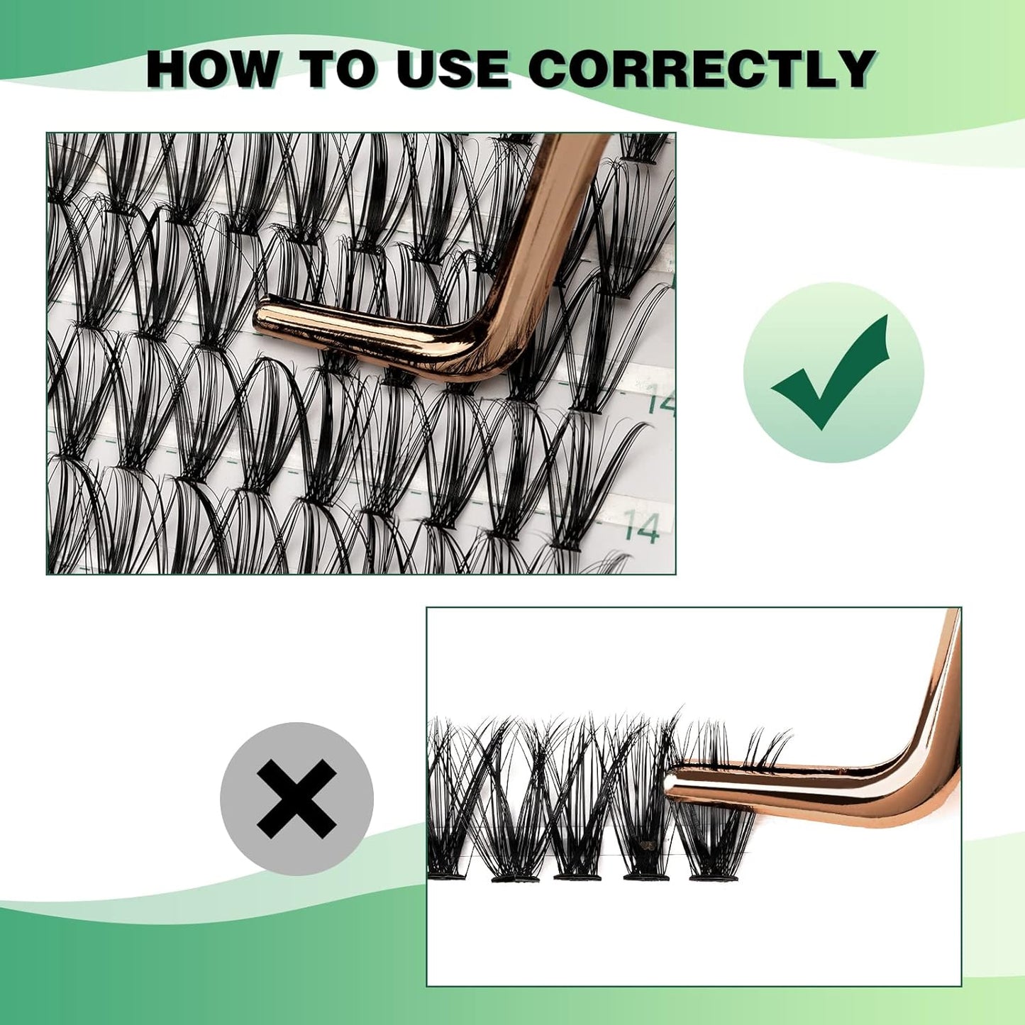 Lash Clusters 300pcs Individual Lashes 30D 0.07D Curl 14mm DIY Eyelash Extension KEYYOU Large Tray Volume Soft&Natural Eyelash Clusters(30D-0.07D,14）