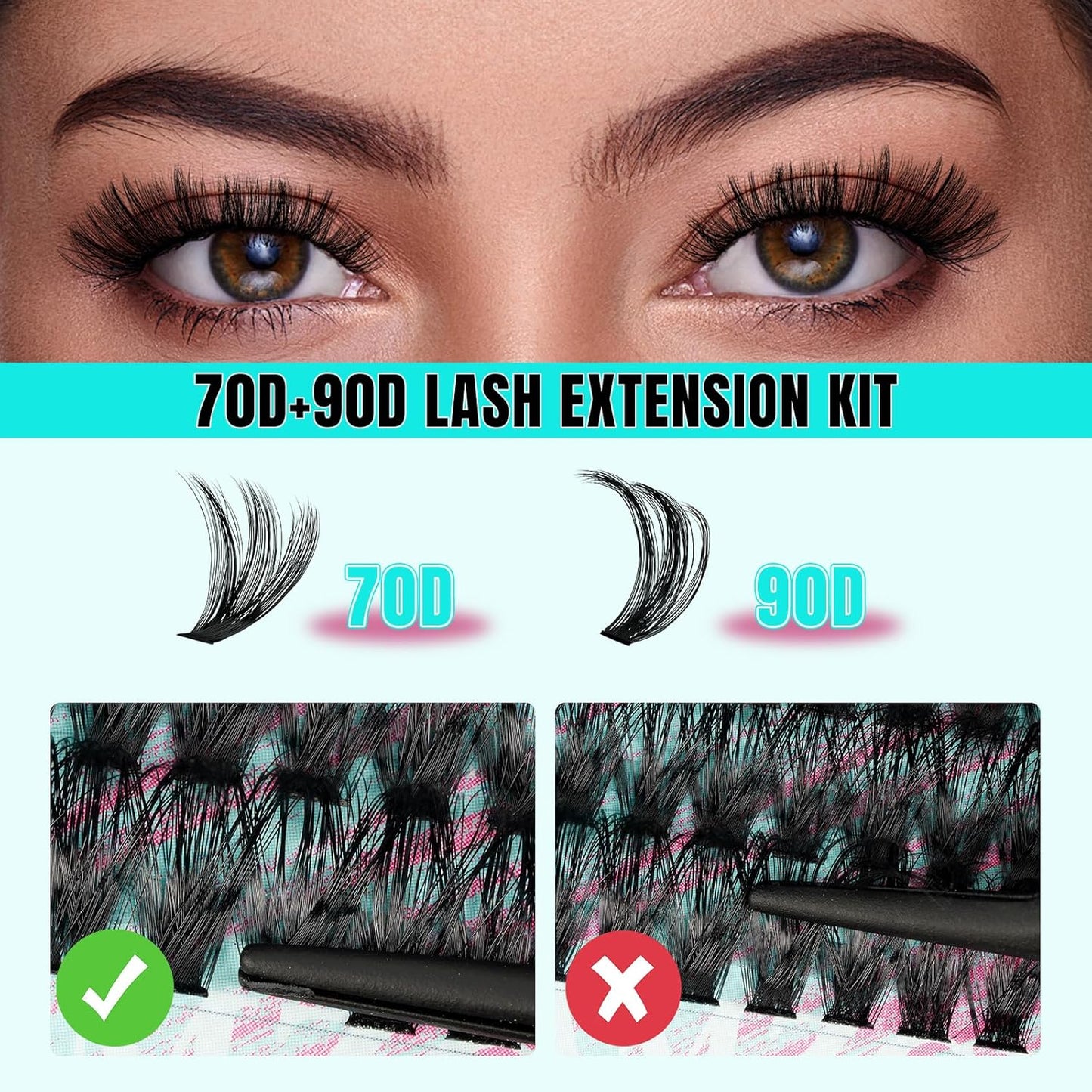 Lash Clusters 320Pcs 70D 90D Eyelashes Cluster D Curl Individual Wispy Lashes Cluster for DIY Cluster Eyelash Extensions at Home for Beginners (Mix10-16mm)