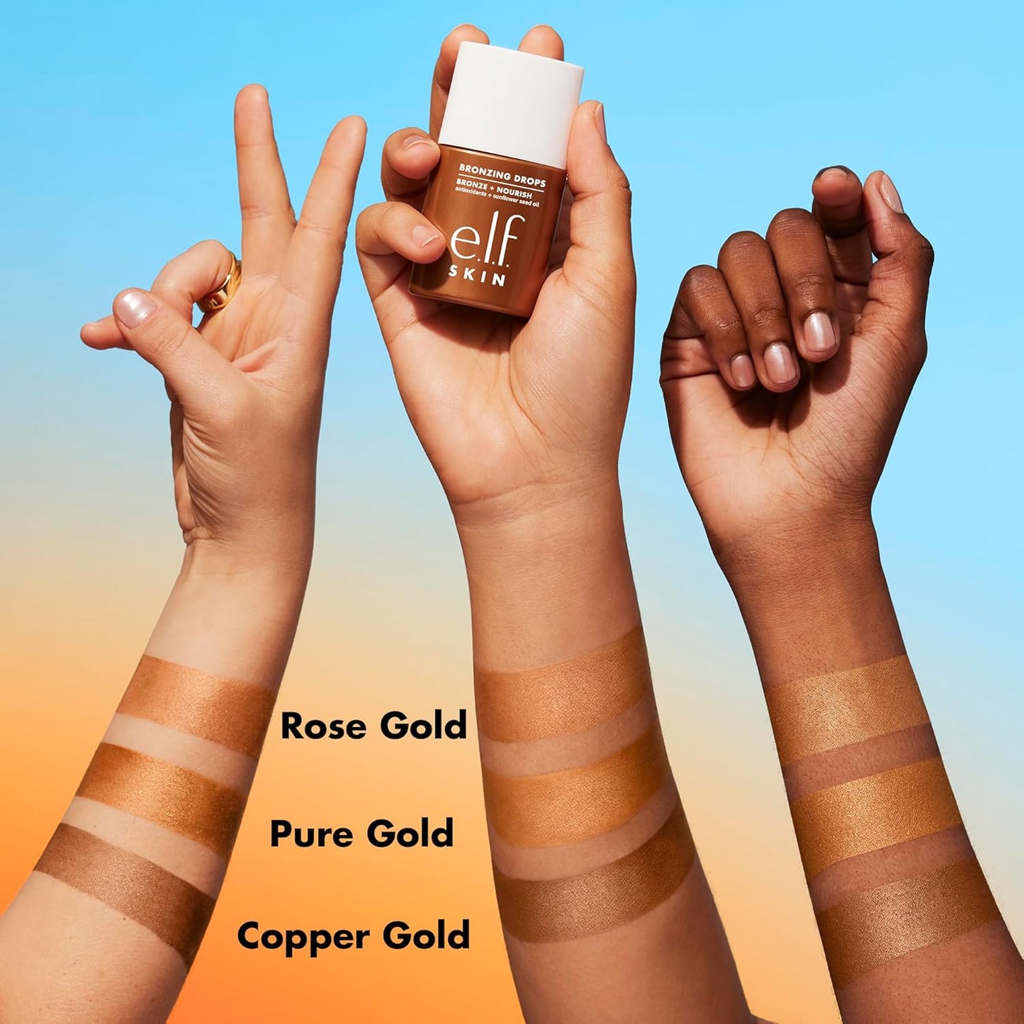 e.l.f. SKIN Bronzing Drops Mini, Liquid Bronzer For Face & Skin, Creates A Sun-Kissed Glow, Infused With Vitamin E, Vegan & Cruelty-Free, Pure Gold