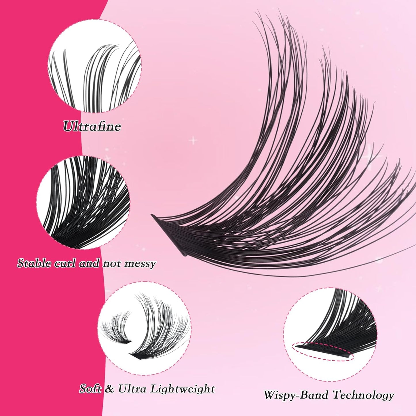 Lash Clusters 640PCS - Natural Fluffy Lash Clusters 40D+60D+80D+100D Fluffy Wispy Lash Clusters D Curl Lash Extension 11-18MM Individual Lash Clusters Cluster Eyelash Extensions for Beginners