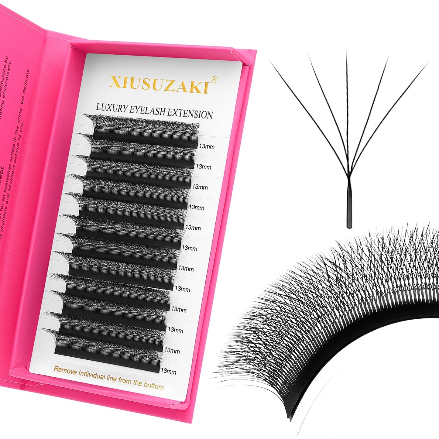 W Lash Extensions Supplies 6D Eyelash Extensions W Shape 0.07mm Thickness D Curl 9mm Premade Fans Easy Fan Lashes Volume Matte Black 12 Rows Crisscross Eye Lashes(W-6D-0.07-D,9mm)