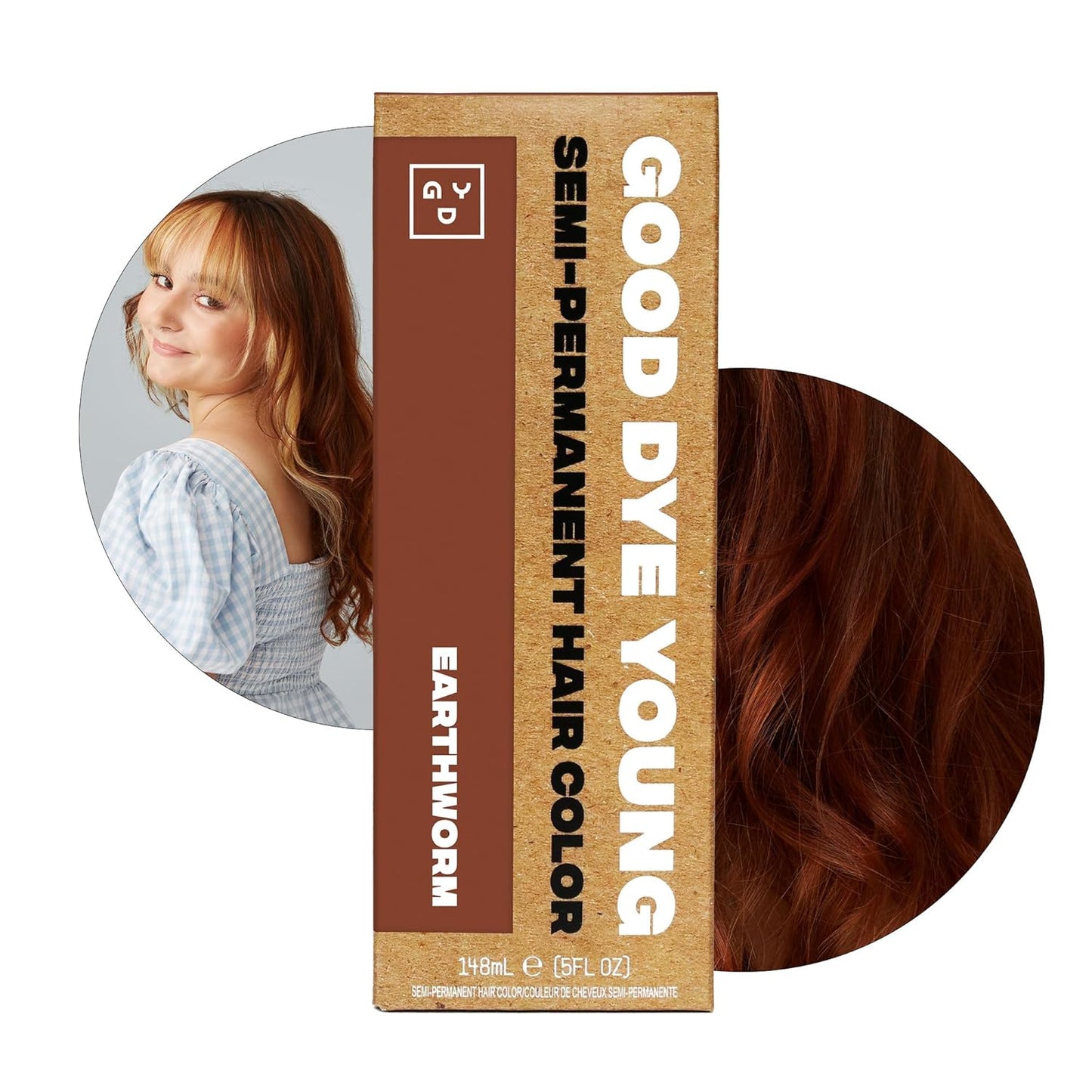 Good Dye Young Semi-Permanent Hair Color, Vegan and Cruelty-Free Brown Hair Dye, Last up to 24 Washes, Non-Damaging Conditioning Hair Color (5FL OZ, Earthworm)