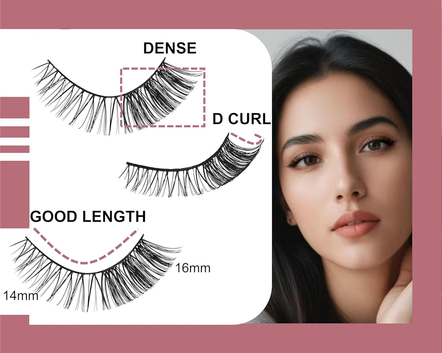 viiviiRose'e Partial Dense Eyelashes, Black Superfine Cotton Band, Soft Full C/D Curl Lahes, 7 Pairs,White (S75)