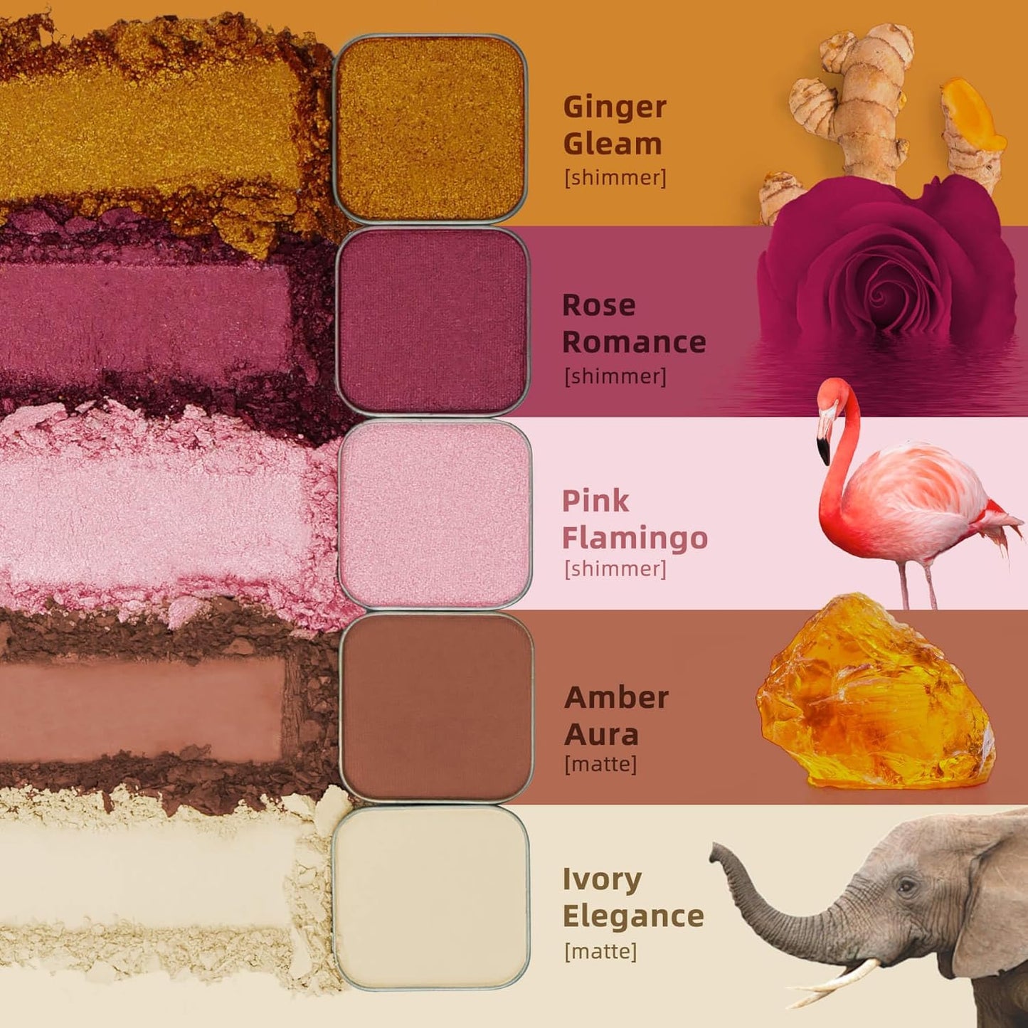 Magnetic single shimmer gold eyeshadow with metal pan, subtle shimmer orange eyeshadow refill pan, mini palette for empty magnetic palette (Ginger Gleam)