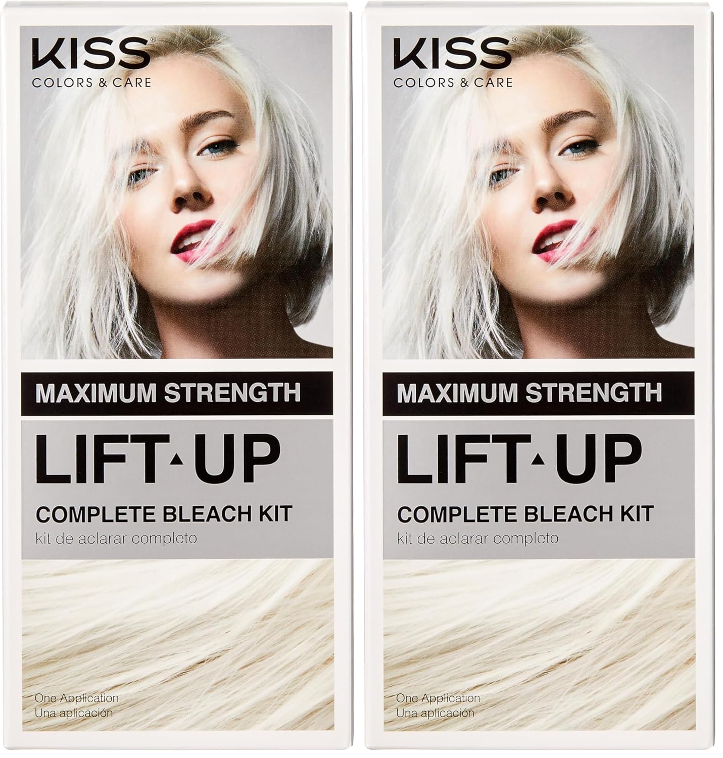 KISS Lift Up Complete Hair Bleach & Icy Silver Toner Kit, Gentle Conditioning Formula that Reduces Brassiness, Complete 6-Pc DIY Bleach Kit, ICE (Pack of 2)