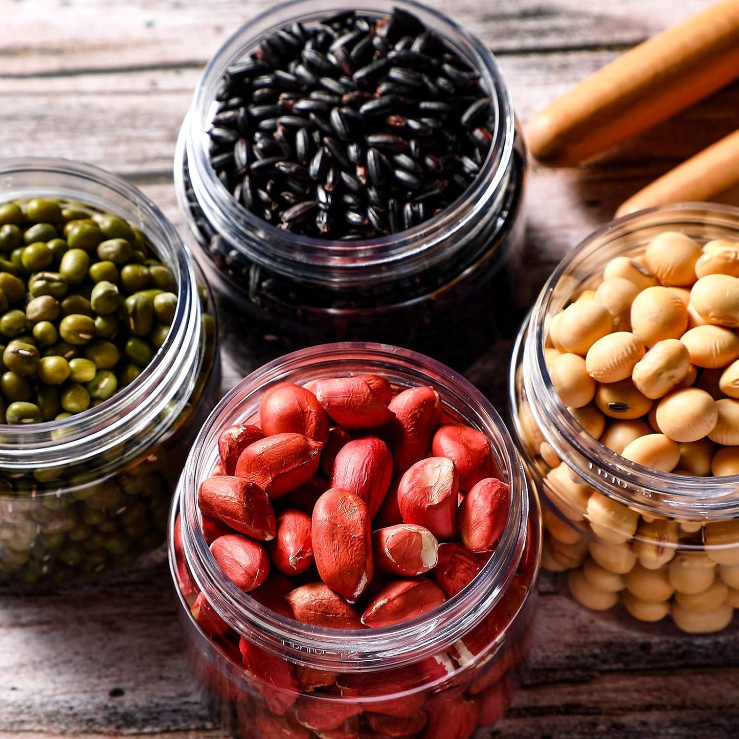 SATINIOR 24 Pieces Empty Clear Plastic Jars with Lids Round Storage Containers Wide-Mouth for Beauty Product Cosmetic Cream Lotion Liquid Butter Craft and Food (Gold Lid, 2 oz)