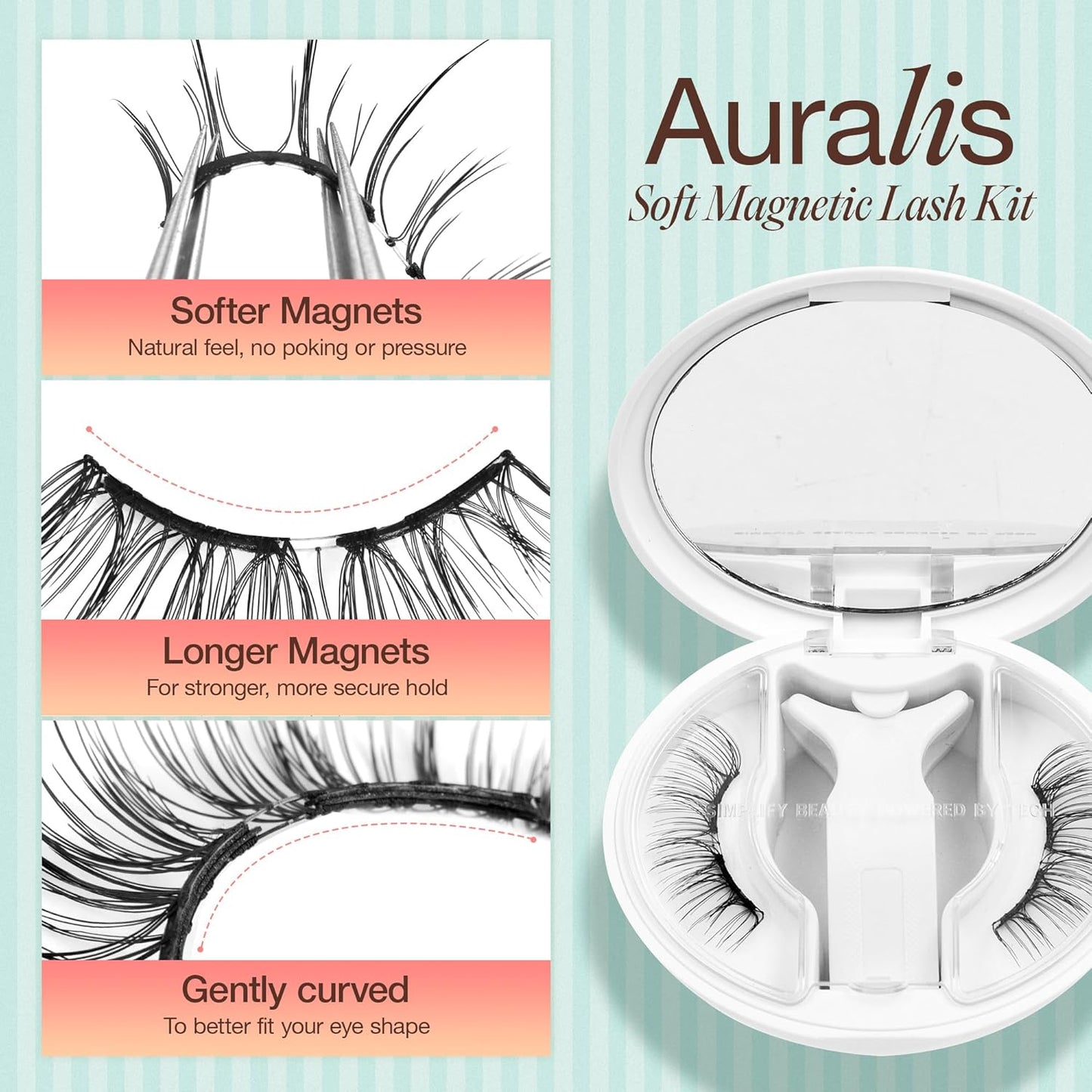 LASHVIEW Soft Magnetic Eyelashes Kit, Natural Look with 0.17mm Ultra-Thin Magnets, Comfortable No-Glue Lashes with Applicator & Eyelash Fixer, Easy to Wear & Remove-N14