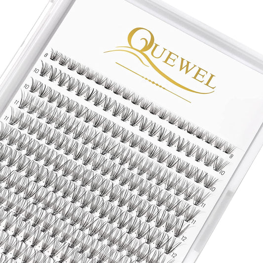 QUEWEL Lash Clusters 240Pcs Cluster Lashes 10D 0.10C Curl 12mm Individual Lashes Soft&Comfortable DIY Eyelash Extension at Home(10D 0.10C 12)