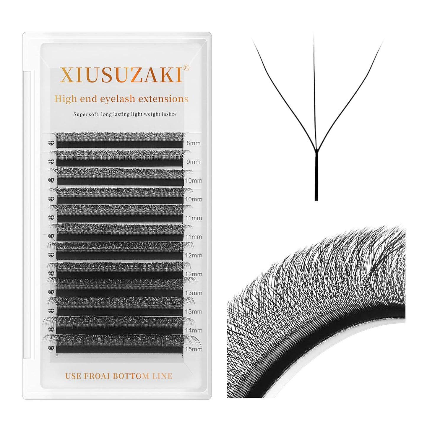 W Lash Extensions 3D Eyelash Extensions W Shape 0.07mm Thickness C Curl Mix 8-15mm Premade Fans Individual Lashes Matte Black W Lashes 12 Rows Crisscross False Eyelashes(W-3D-0.07-C,8-15mm)
