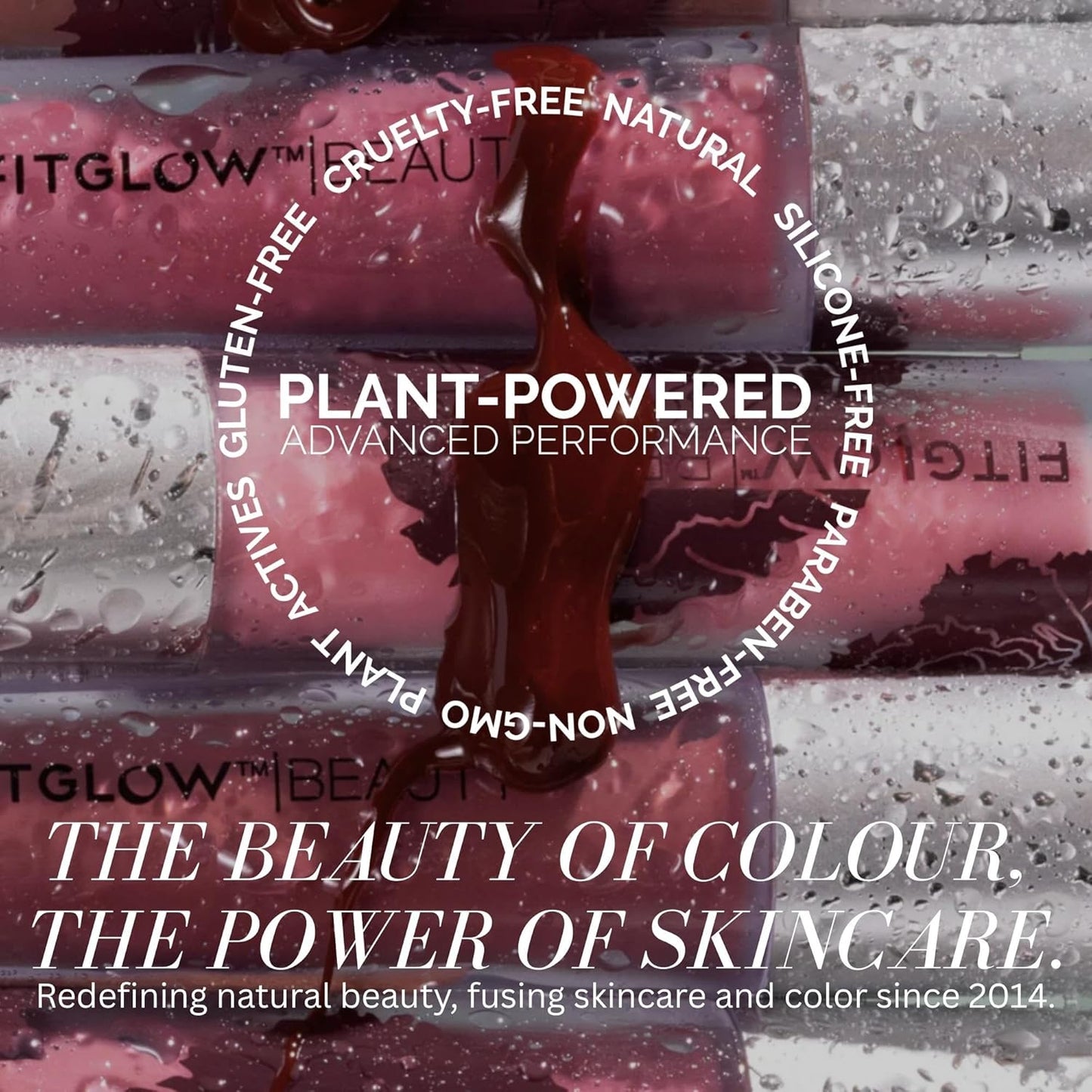 FITGLOW Beauty Lip Colour Serum | Hydrating Lip Gloss | Plumping Anti-Aging Lip Treatment | Natural Shine with Pomegranate Sterols & Collagen | Buildable Color for Dry Chapped Lips | Gleam - 10g