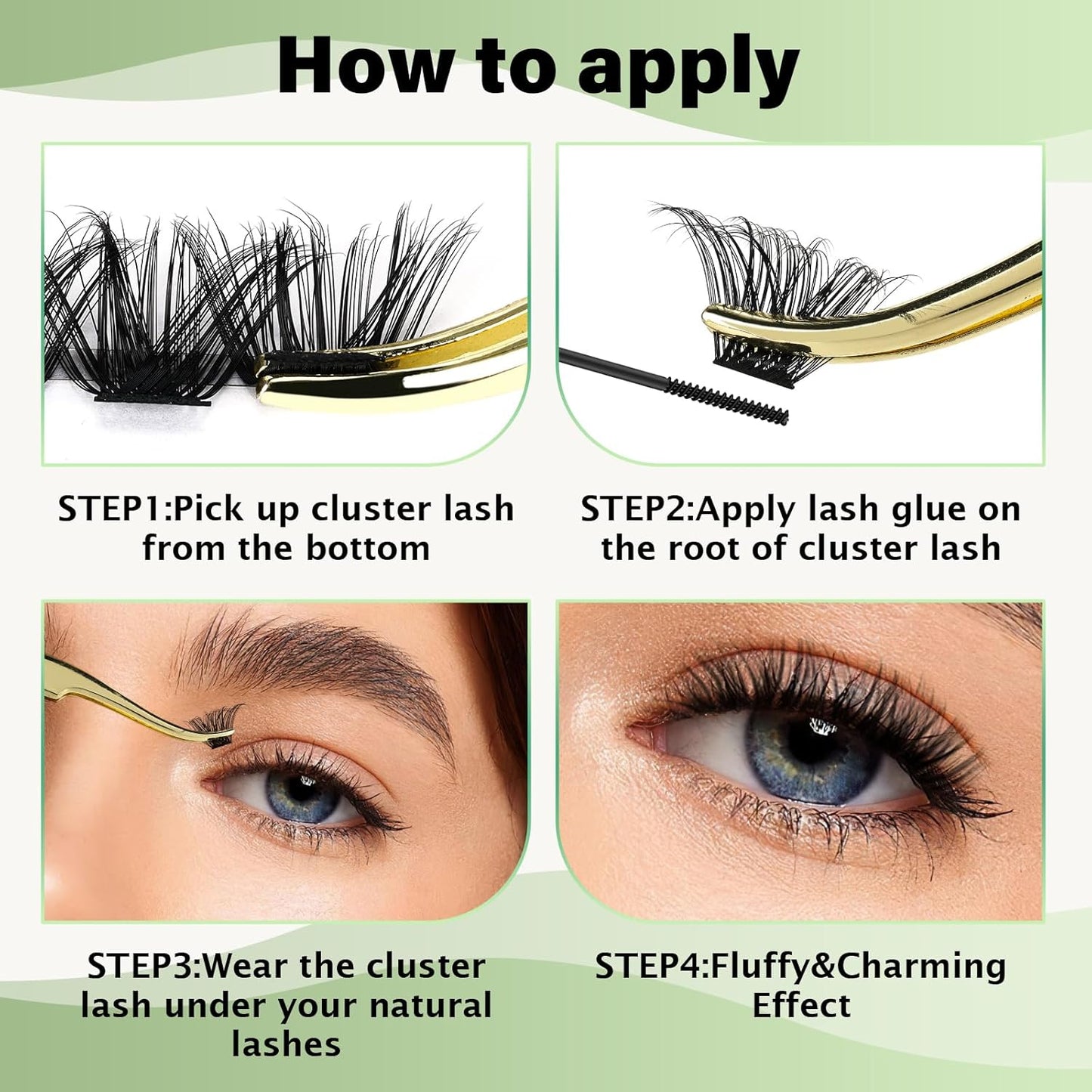 Lash Clusters 96pcs Individual Lashes Y24 D Curl 8-18MIX Eyelash Clusters KEYYOU Volume Wispy Lash Extension Soft&Comfortable Easy DIY at Home(Y24,D-8-18MIX)