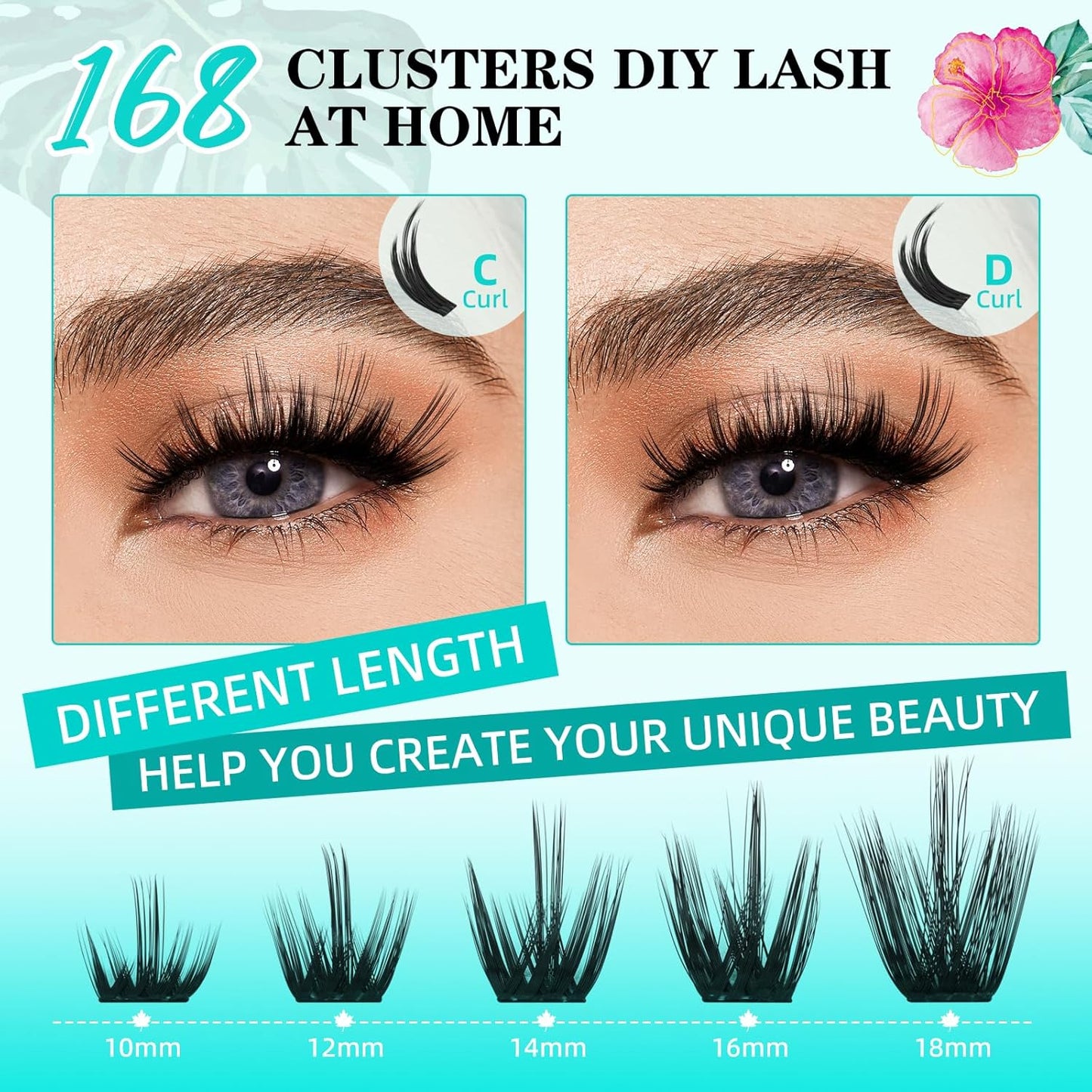 Lash Clusters Wet Look 168Pcs Eyelash Cluster Ultra-Thin Lash Band Eyelashes Extensions Spiky Anime Wide Span Lashes(Orchid,C-12mm)