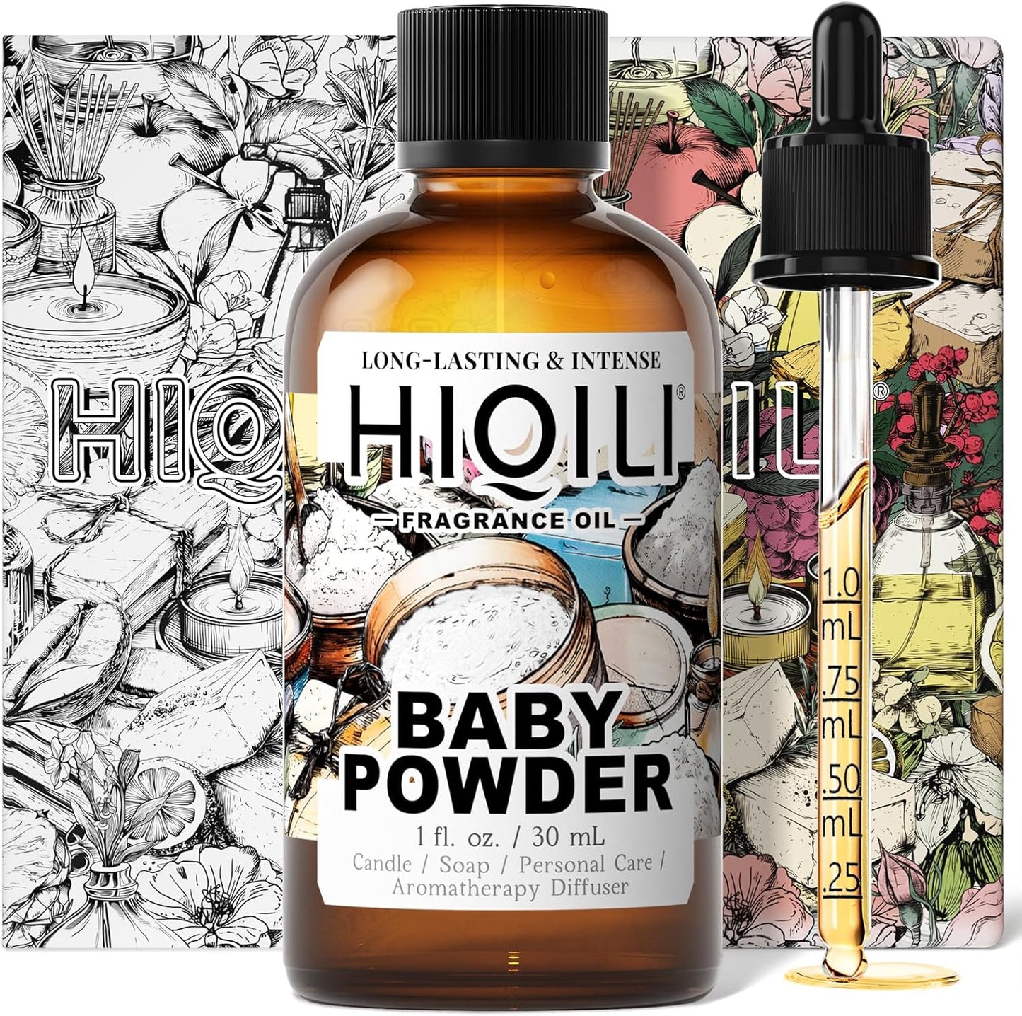 HIQILI Baby Powder Fragrance Oil - for Body Oils, Laundry Detergent, Candle, Perfumes & Soap Making, and Home Diffusers Use - 1 Fl Oz